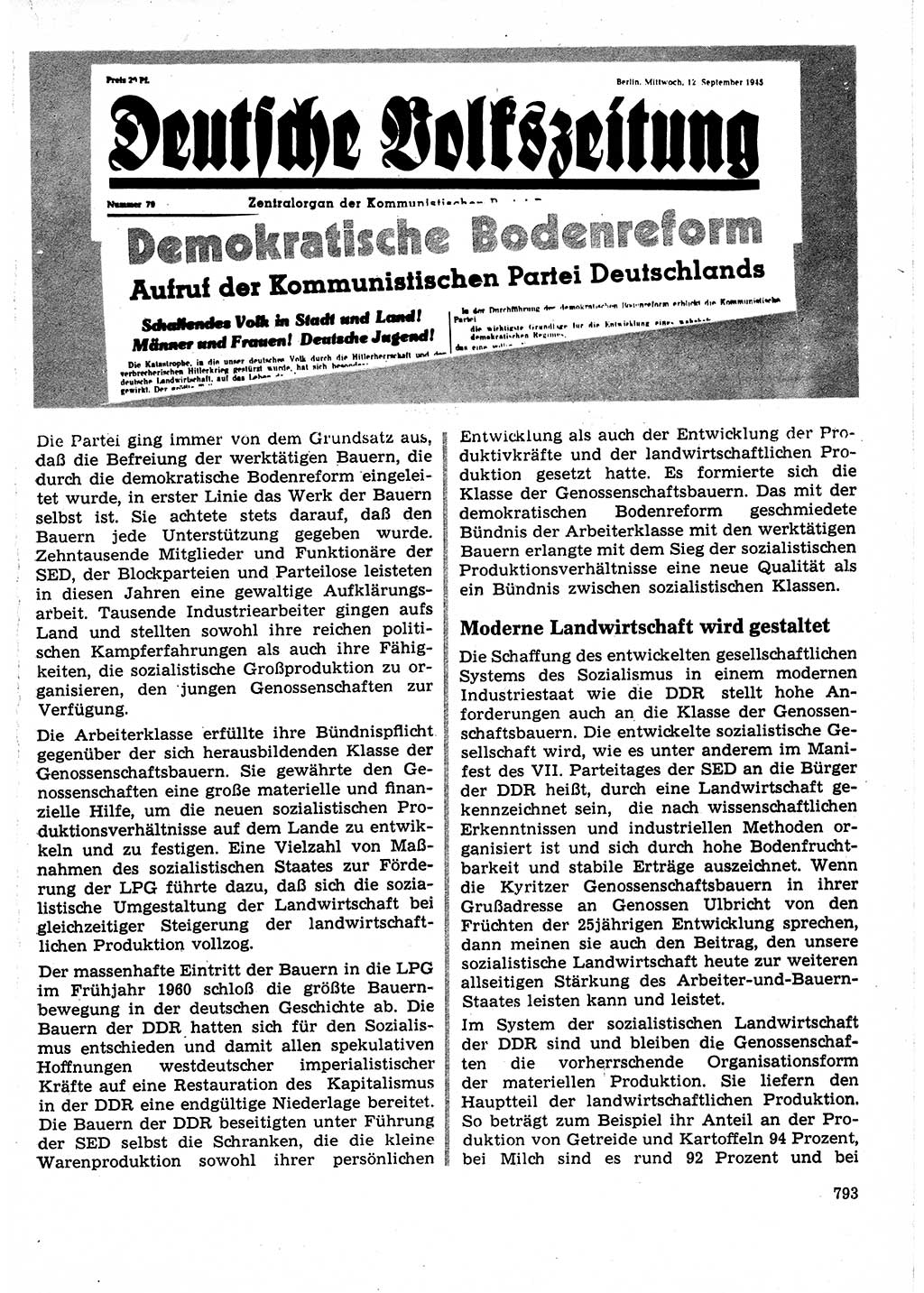Neuer Weg (NW), Organ des Zentralkomitees (ZK) der SED (Sozialistische Einheitspartei Deutschlands) für Fragen des Parteilebens, 25. Jahrgang [Deutsche Demokratische Republik (DDR)] 1970, Seite 793 (NW ZK SED DDR 1970, S. 793)