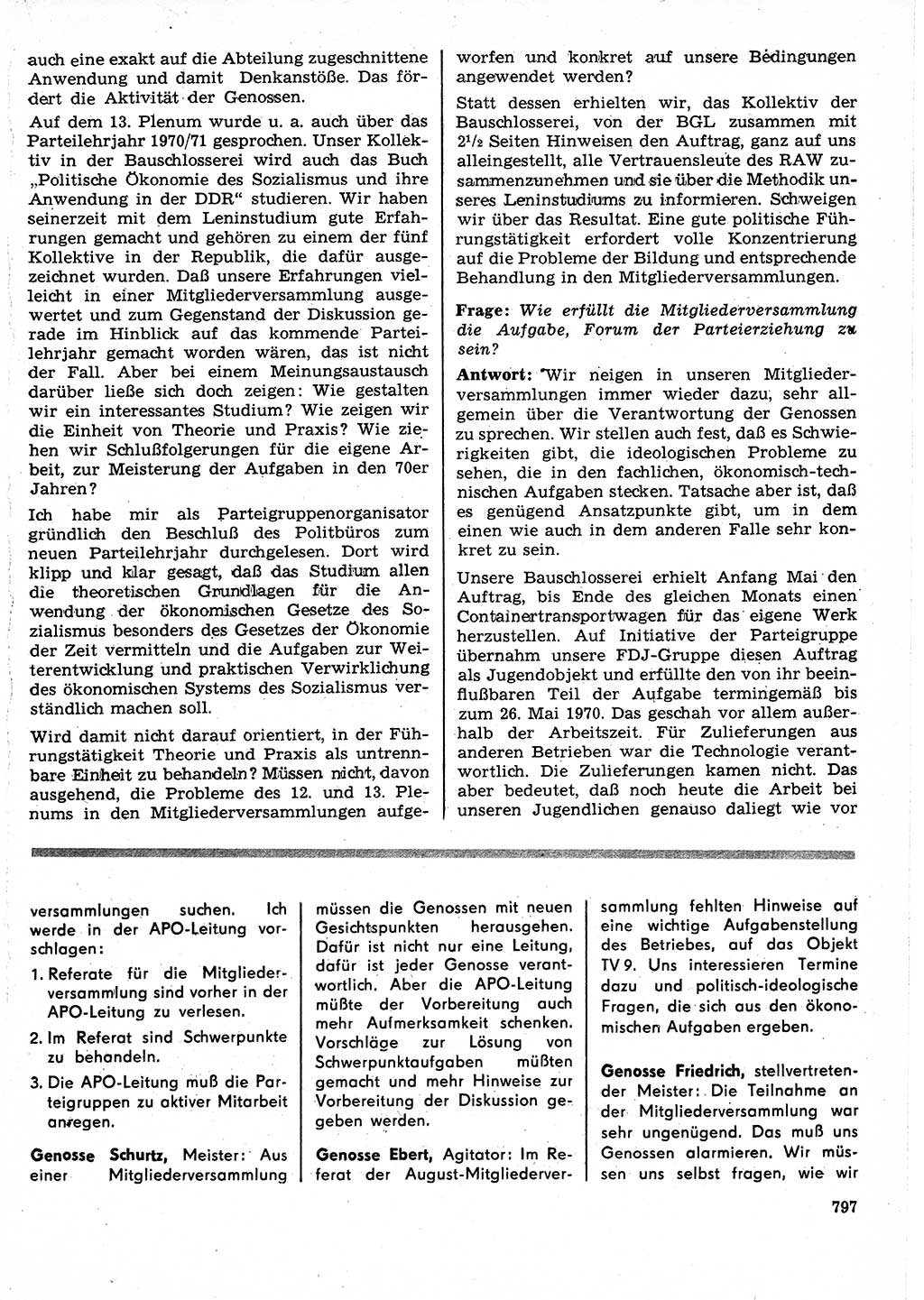 Neuer Weg (NW), Organ des Zentralkomitees (ZK) der SED (Sozialistische Einheitspartei Deutschlands) für Fragen des Parteilebens, 25. Jahrgang [Deutsche Demokratische Republik (DDR)] 1970, Seite 797 (NW ZK SED DDR 1970, S. 797)