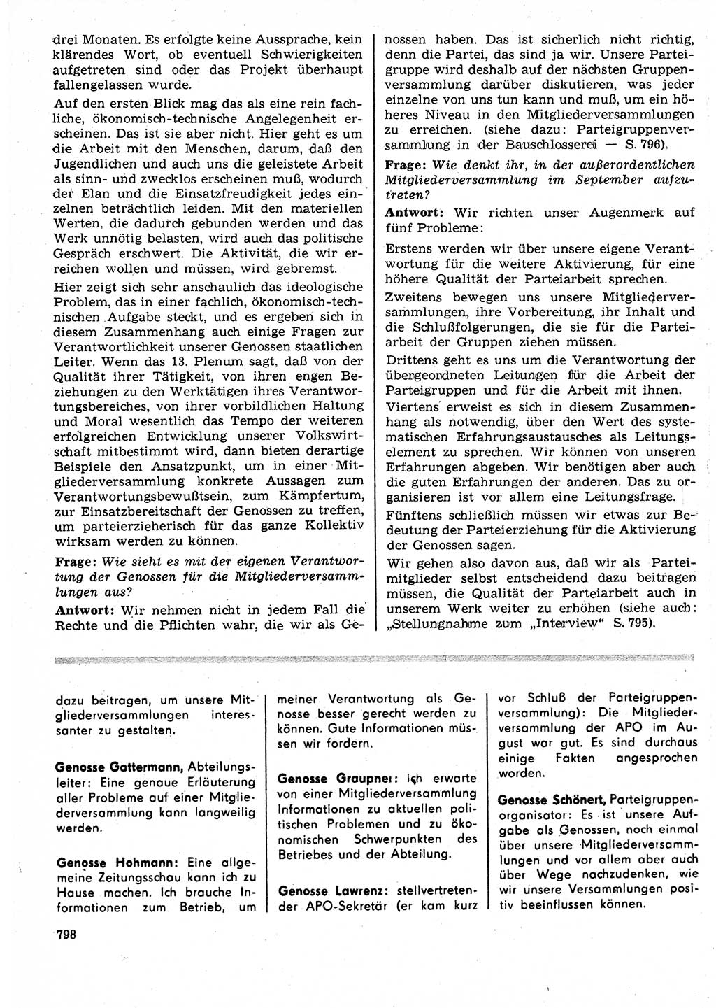 Neuer Weg (NW), Organ des Zentralkomitees (ZK) der SED (Sozialistische Einheitspartei Deutschlands) für Fragen des Parteilebens, 25. Jahrgang [Deutsche Demokratische Republik (DDR)] 1970, Seite 798 (NW ZK SED DDR 1970, S. 798)