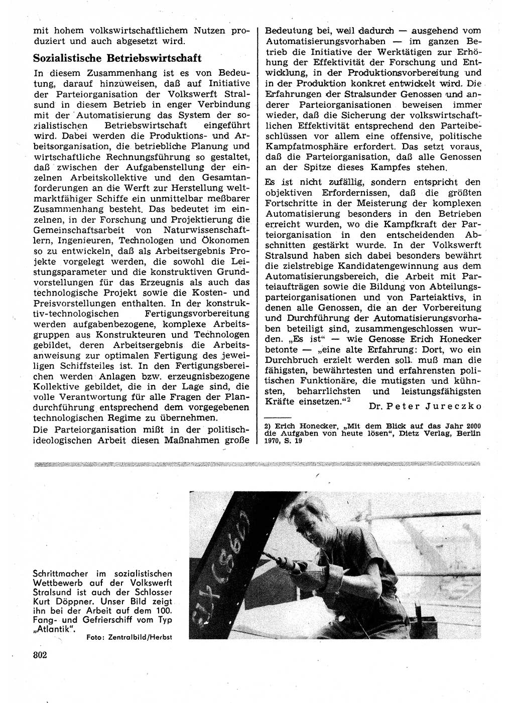 Neuer Weg (NW), Organ des Zentralkomitees (ZK) der SED (Sozialistische Einheitspartei Deutschlands) für Fragen des Parteilebens, 25. Jahrgang [Deutsche Demokratische Republik (DDR)] 1970, Seite 802 (NW ZK SED DDR 1970, S. 802)