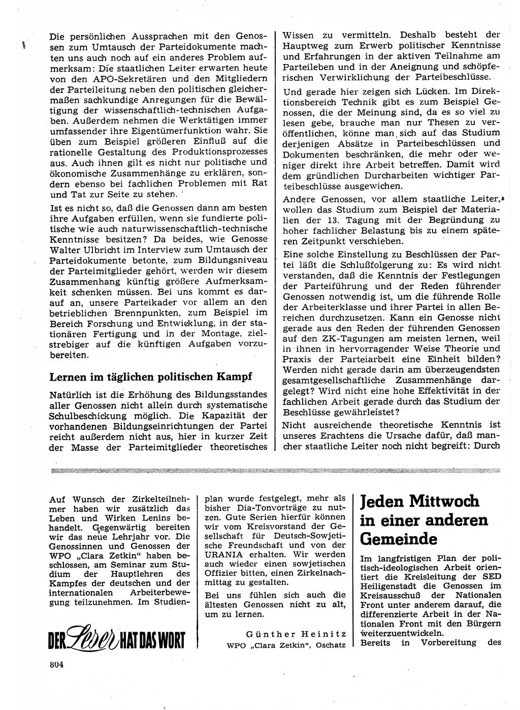 Neuer Weg (NW), Organ des Zentralkomitees (ZK) der SED (Sozialistische Einheitspartei Deutschlands) für Fragen des Parteilebens, 25. Jahrgang [Deutsche Demokratische Republik (DDR)] 1970, Seite 804 (NW ZK SED DDR 1970, S. 804)