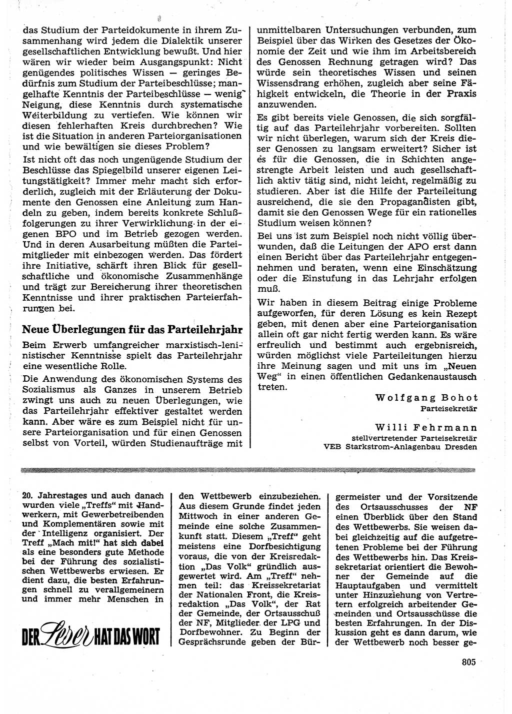 Neuer Weg (NW), Organ des Zentralkomitees (ZK) der SED (Sozialistische Einheitspartei Deutschlands) für Fragen des Parteilebens, 25. Jahrgang [Deutsche Demokratische Republik (DDR)] 1970, Seite 805 (NW ZK SED DDR 1970, S. 805)