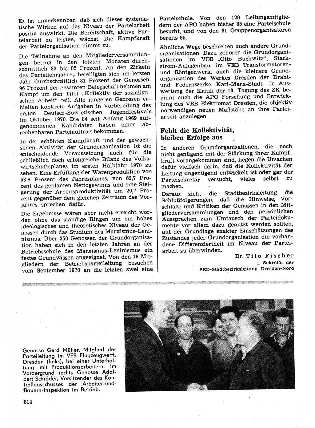 Neuer Weg (NW), Organ des Zentralkomitees (ZK) der SED (Sozialistische Einheitspartei Deutschlands) für Fragen des Parteilebens, 25. Jahrgang [Deutsche Demokratische Republik (DDR)] 1970, Seite 814 (NW ZK SED DDR 1970, S. 814)