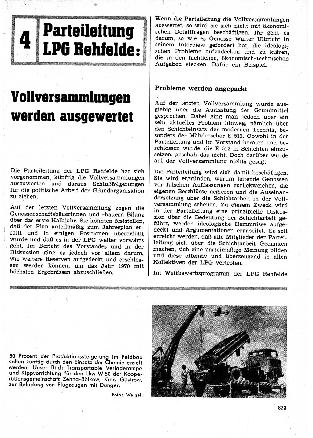Neuer Weg (NW), Organ des Zentralkomitees (ZK) der SED (Sozialistische Einheitspartei Deutschlands) für Fragen des Parteilebens, 25. Jahrgang [Deutsche Demokratische Republik (DDR)] 1970, Seite 823 (NW ZK SED DDR 1970, S. 823)