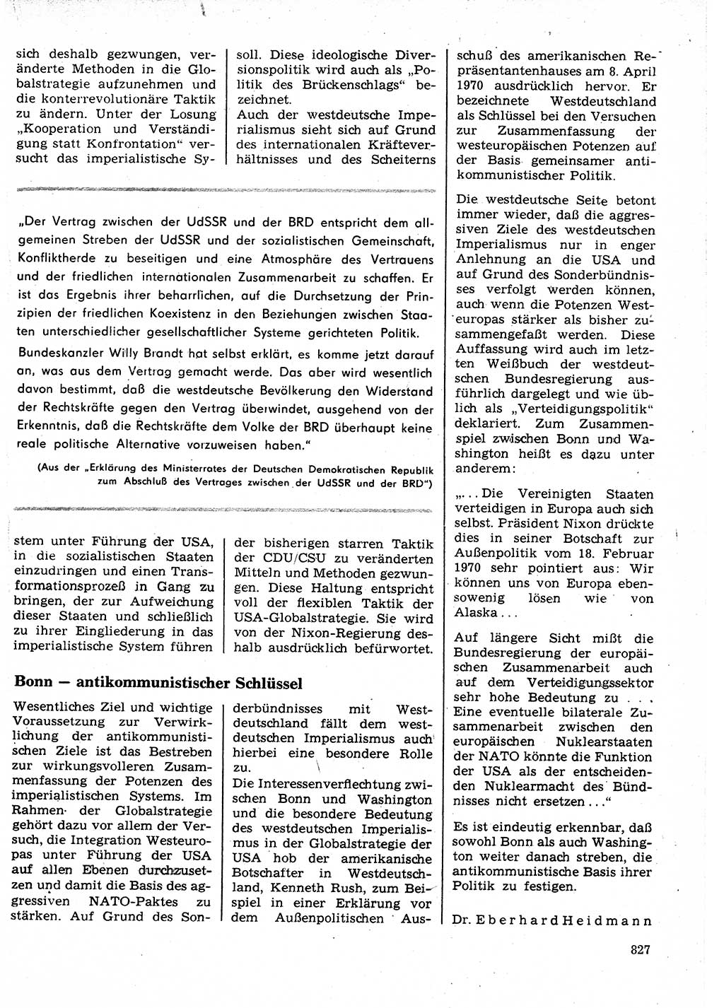 Neuer Weg (NW), Organ des Zentralkomitees (ZK) der SED (Sozialistische Einheitspartei Deutschlands) für Fragen des Parteilebens, 25. Jahrgang [Deutsche Demokratische Republik (DDR)] 1970, Seite 827 (NW ZK SED DDR 1970, S. 827)