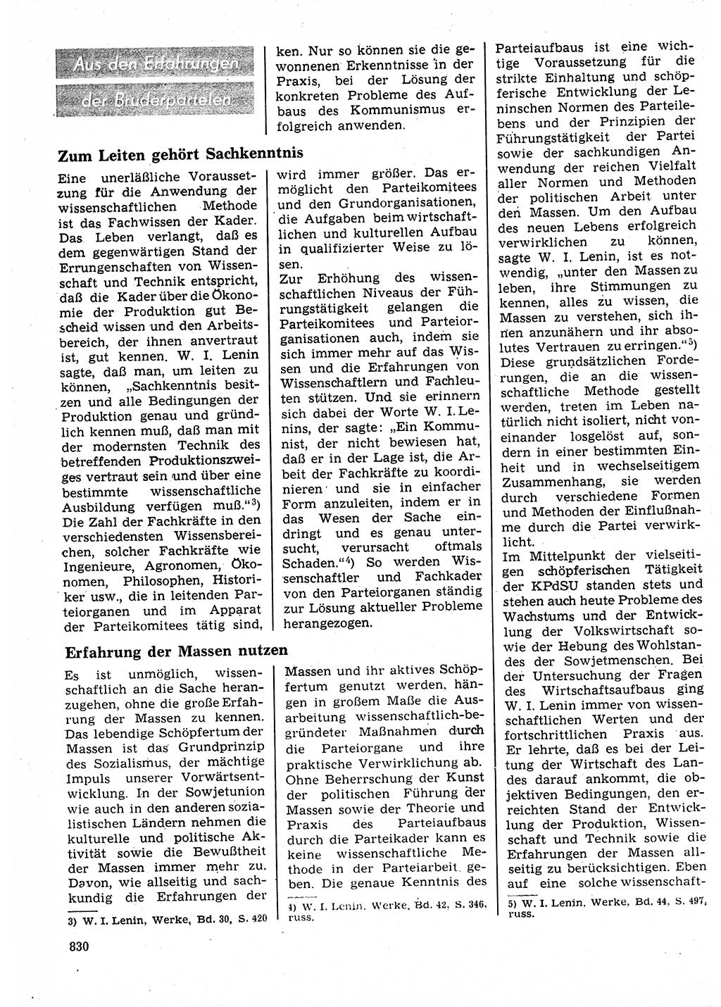 Neuer Weg (NW), Organ des Zentralkomitees (ZK) der SED (Sozialistische Einheitspartei Deutschlands) für Fragen des Parteilebens, 25. Jahrgang [Deutsche Demokratische Republik (DDR)] 1970, Seite 830 (NW ZK SED DDR 1970, S. 830)