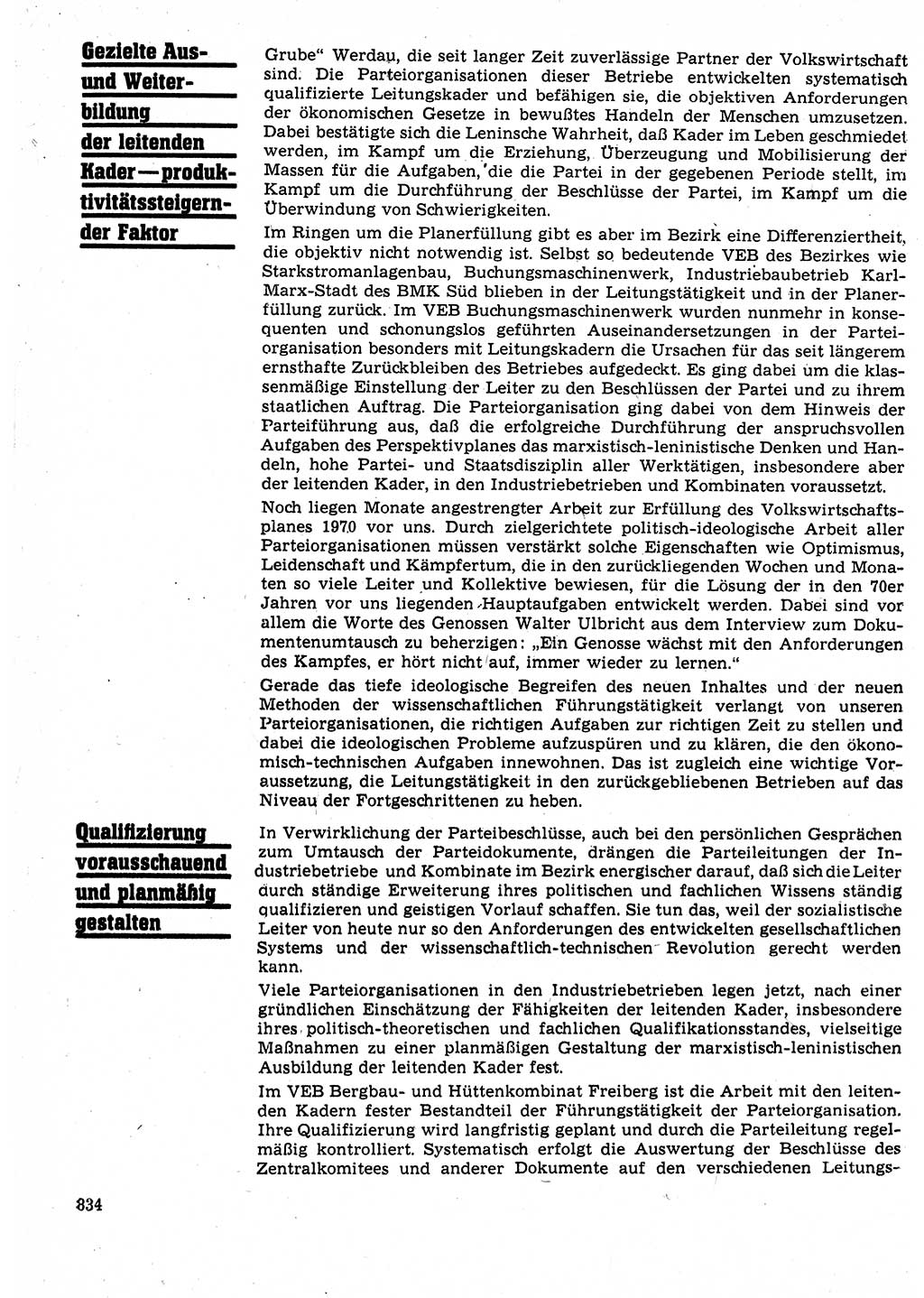 Neuer Weg (NW), Organ des Zentralkomitees (ZK) der SED (Sozialistische Einheitspartei Deutschlands) für Fragen des Parteilebens, 25. Jahrgang [Deutsche Demokratische Republik (DDR)] 1970, Seite 834 (NW ZK SED DDR 1970, S. 834)