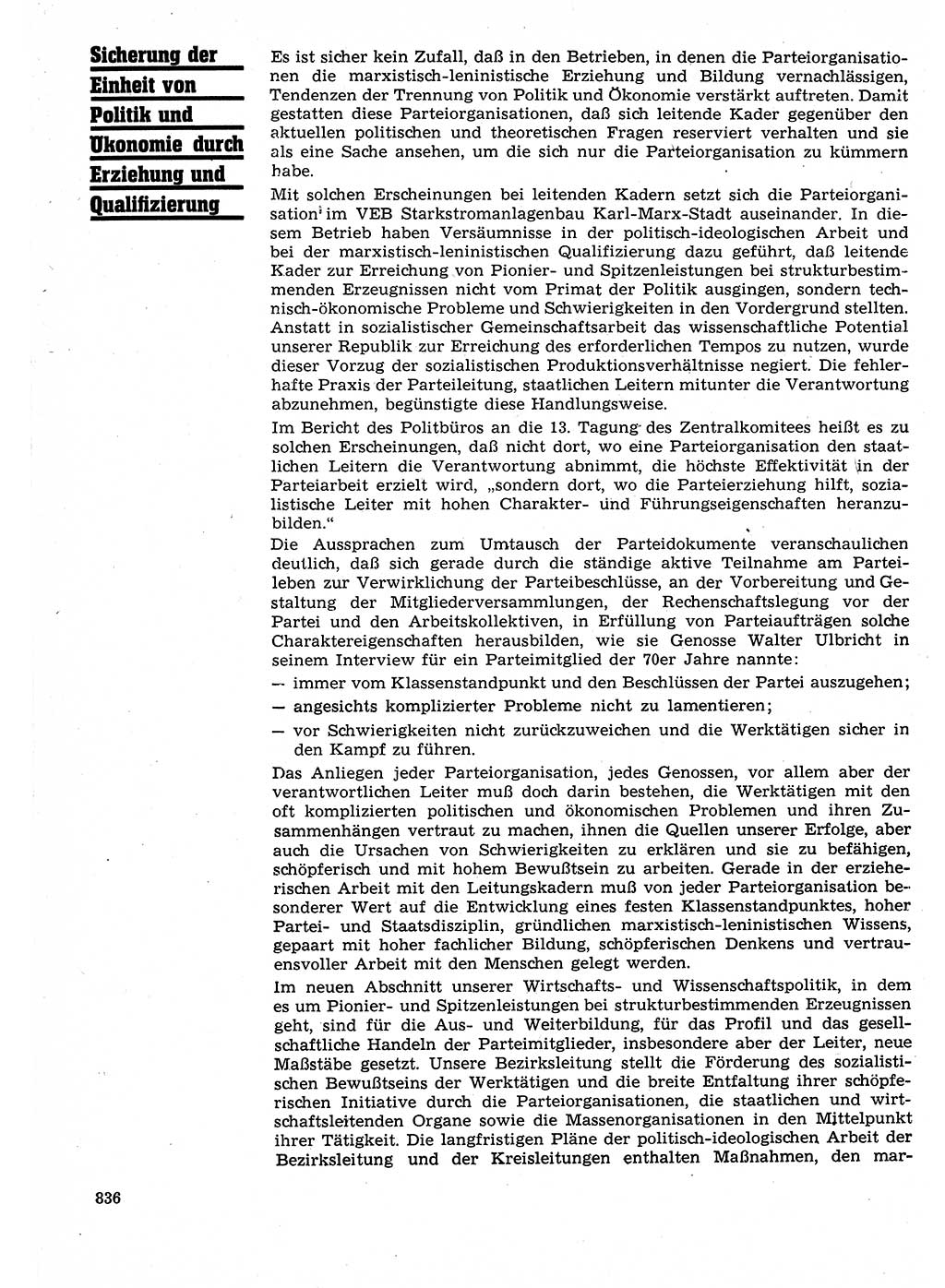 Neuer Weg (NW), Organ des Zentralkomitees (ZK) der SED (Sozialistische Einheitspartei Deutschlands) für Fragen des Parteilebens, 25. Jahrgang [Deutsche Demokratische Republik (DDR)] 1970, Seite 836 (NW ZK SED DDR 1970, S. 836)