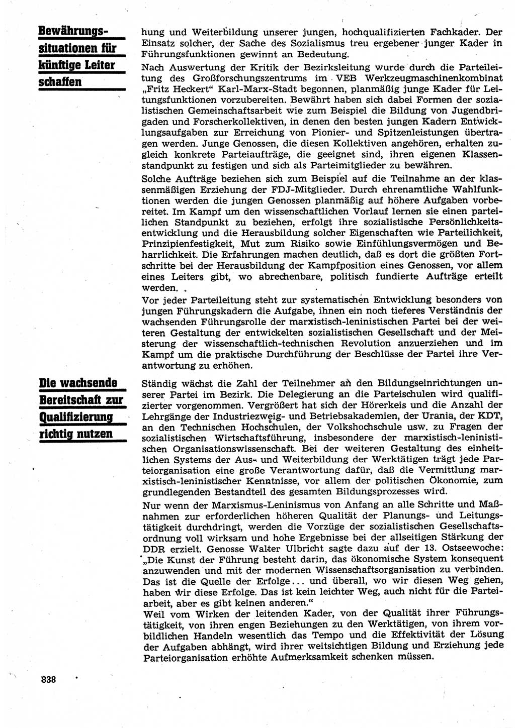 Neuer Weg (NW), Organ des Zentralkomitees (ZK) der SED (Sozialistische Einheitspartei Deutschlands) für Fragen des Parteilebens, 25. Jahrgang [Deutsche Demokratische Republik (DDR)] 1970, Seite 838 (NW ZK SED DDR 1970, S. 838)