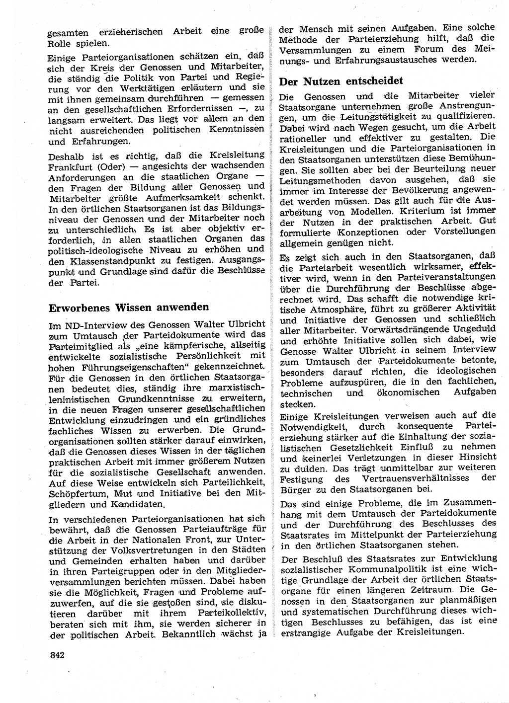 Neuer Weg (NW), Organ des Zentralkomitees (ZK) der SED (Sozialistische Einheitspartei Deutschlands) für Fragen des Parteilebens, 25. Jahrgang [Deutsche Demokratische Republik (DDR)] 1970, Seite 842 (NW ZK SED DDR 1970, S. 842)