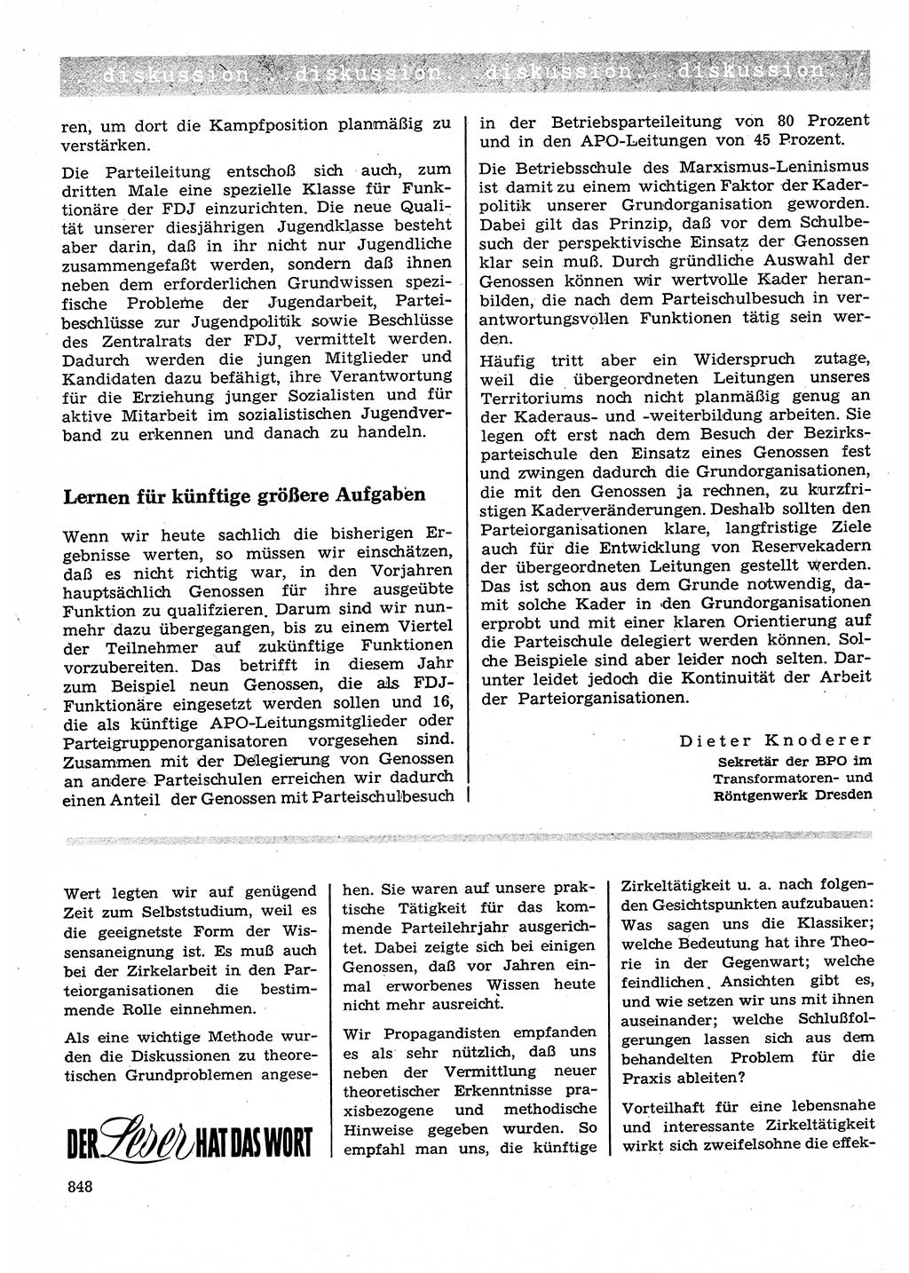 Neuer Weg (NW), Organ des Zentralkomitees (ZK) der SED (Sozialistische Einheitspartei Deutschlands) für Fragen des Parteilebens, 25. Jahrgang [Deutsche Demokratische Republik (DDR)] 1970, Seite 848 (NW ZK SED DDR 1970, S. 848)