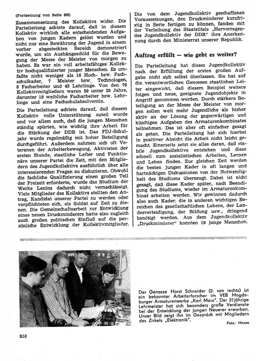 Neuer Weg (NW), Organ des Zentralkomitees (ZK) der SED (Sozialistische Einheitspartei Deutschlands) für Fragen des Parteilebens, 25. Jahrgang [Deutsche Demokratische Republik (DDR)] 1970, Seite 858 (NW ZK SED DDR 1970, S. 858)