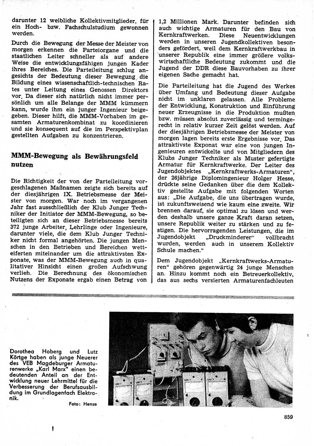 Neuer Weg (NW), Organ des Zentralkomitees (ZK) der SED (Sozialistische Einheitspartei Deutschlands) für Fragen des Parteilebens, 25. Jahrgang [Deutsche Demokratische Republik (DDR)] 1970, Seite 859 (NW ZK SED DDR 1970, S. 859)