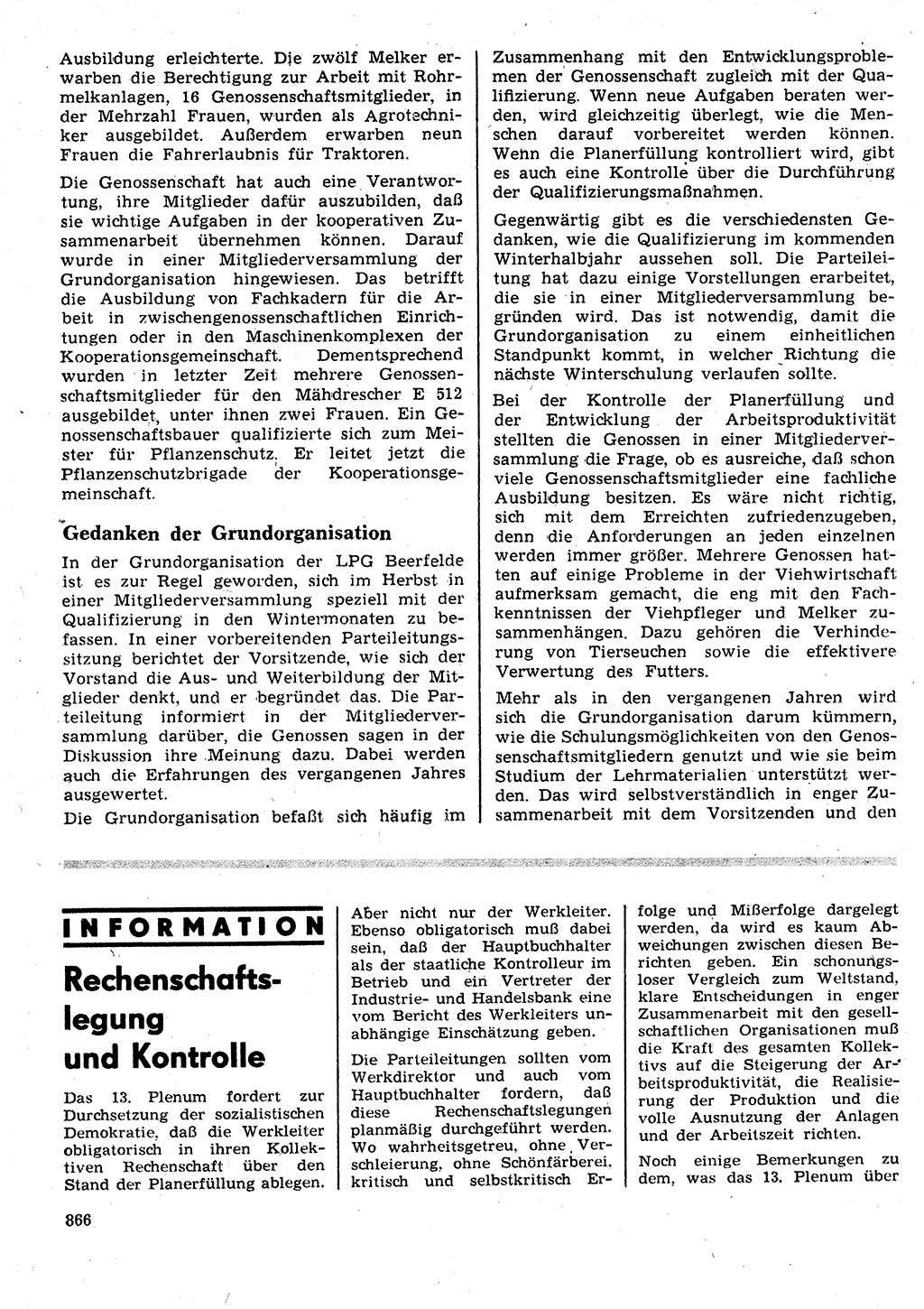 Neuer Weg (NW), Organ des Zentralkomitees (ZK) der SED (Sozialistische Einheitspartei Deutschlands) für Fragen des Parteilebens, 25. Jahrgang [Deutsche Demokratische Republik (DDR)] 1970, Seite 866 (NW ZK SED DDR 1970, S. 866)