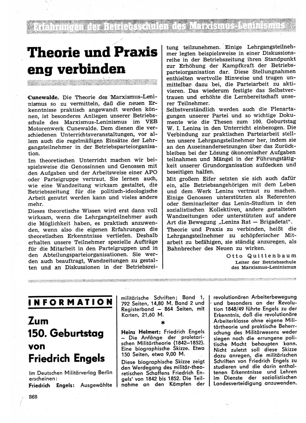 Neuer Weg (NW), Organ des Zentralkomitees (ZK) der SED (Sozialistische Einheitspartei Deutschlands) für Fragen des Parteilebens, 25. Jahrgang [Deutsche Demokratische Republik (DDR)] 1970, Seite 868 (NW ZK SED DDR 1970, S. 868)