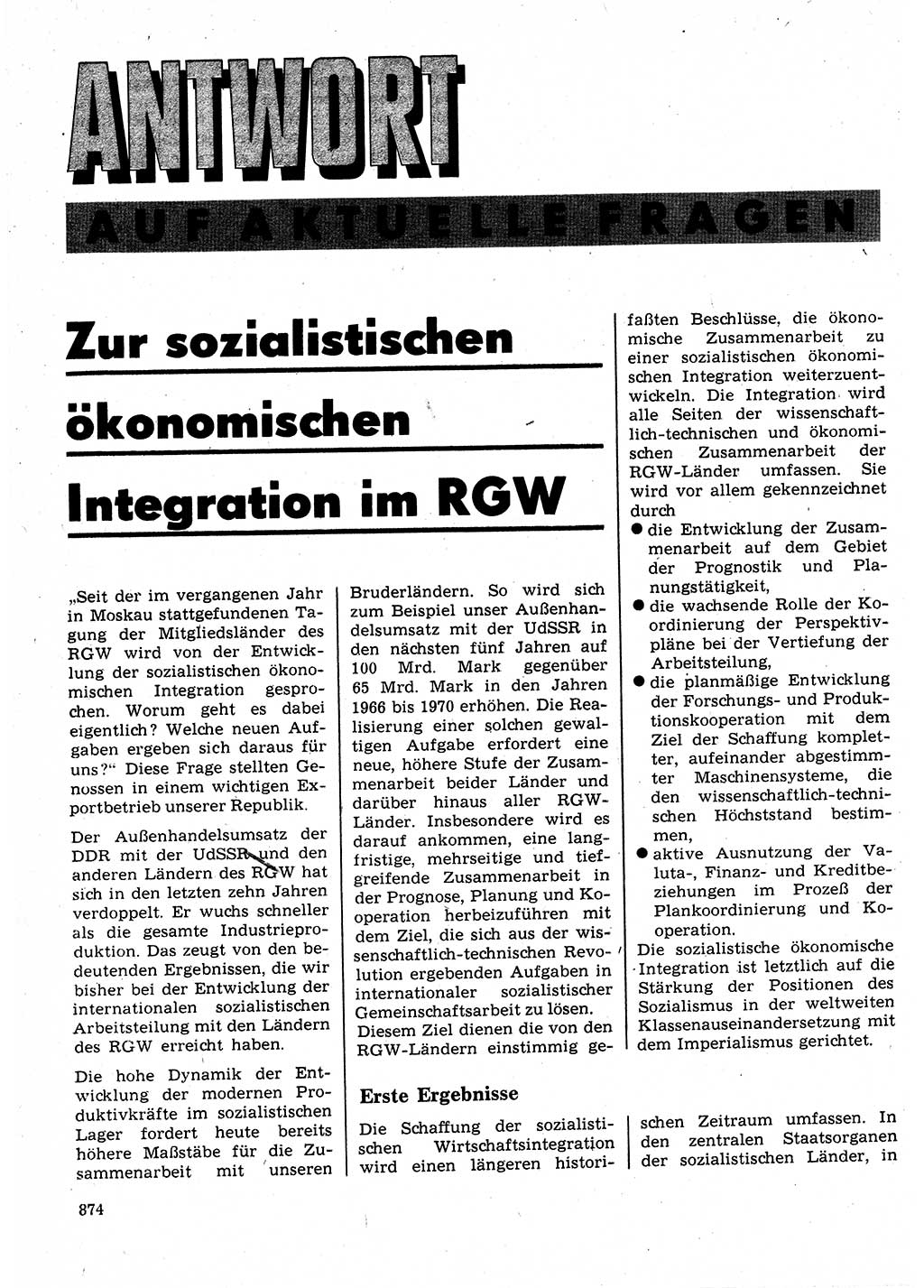 Neuer Weg (NW), Organ des Zentralkomitees (ZK) der SED (Sozialistische Einheitspartei Deutschlands) für Fragen des Parteilebens, 25. Jahrgang [Deutsche Demokratische Republik (DDR)] 1970, Seite 874 (NW ZK SED DDR 1970, S. 874)