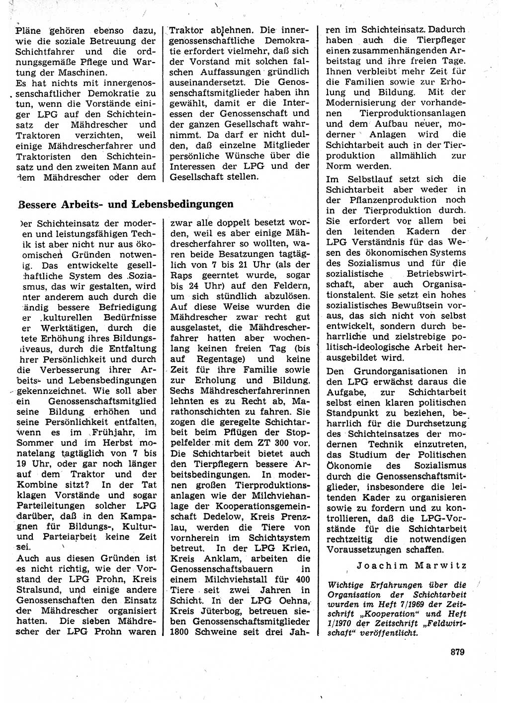 Neuer Weg (NW), Organ des Zentralkomitees (ZK) der SED (Sozialistische Einheitspartei Deutschlands) für Fragen des Parteilebens, 25. Jahrgang [Deutsche Demokratische Republik (DDR)] 1970, Seite 879 (NW ZK SED DDR 1970, S. 879)