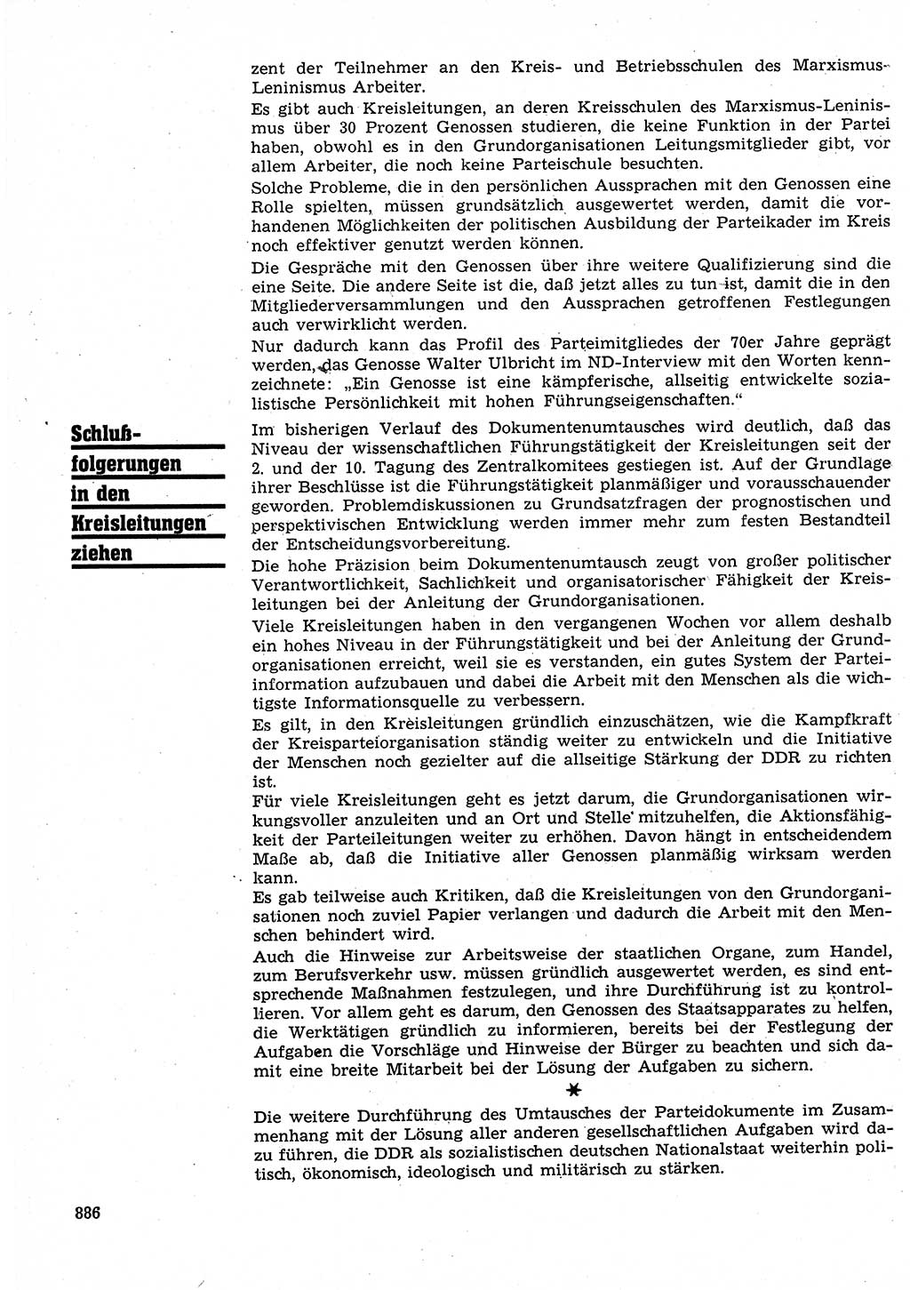 Neuer Weg (NW), Organ des Zentralkomitees (ZK) der SED (Sozialistische Einheitspartei Deutschlands) für Fragen des Parteilebens, 25. Jahrgang [Deutsche Demokratische Republik (DDR)] 1970, Seite 886 (NW ZK SED DDR 1970, S. 886)