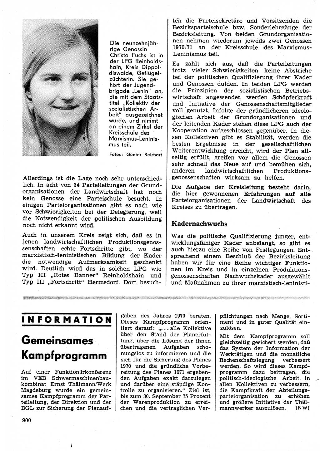 Neuer Weg (NW), Organ des Zentralkomitees (ZK) der SED (Sozialistische Einheitspartei Deutschlands) für Fragen des Parteilebens, 25. Jahrgang [Deutsche Demokratische Republik (DDR)] 1970, Seite 900 (NW ZK SED DDR 1970, S. 900)