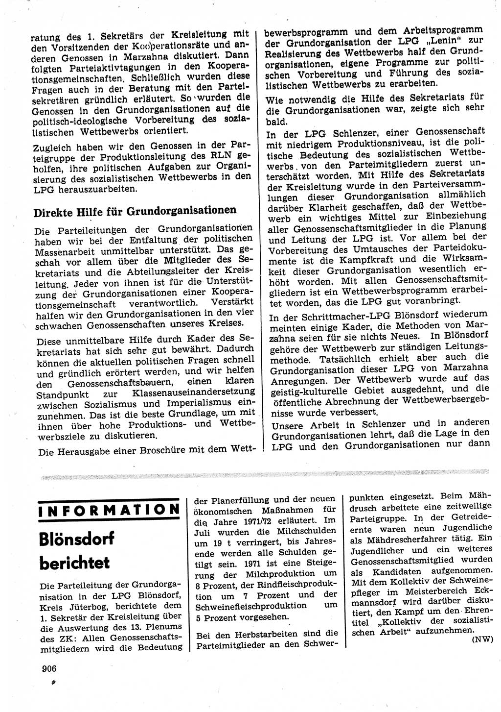 Neuer Weg (NW), Organ des Zentralkomitees (ZK) der SED (Sozialistische Einheitspartei Deutschlands) für Fragen des Parteilebens, 25. Jahrgang [Deutsche Demokratische Republik (DDR)] 1970, Seite 906 (NW ZK SED DDR 1970, S. 906)