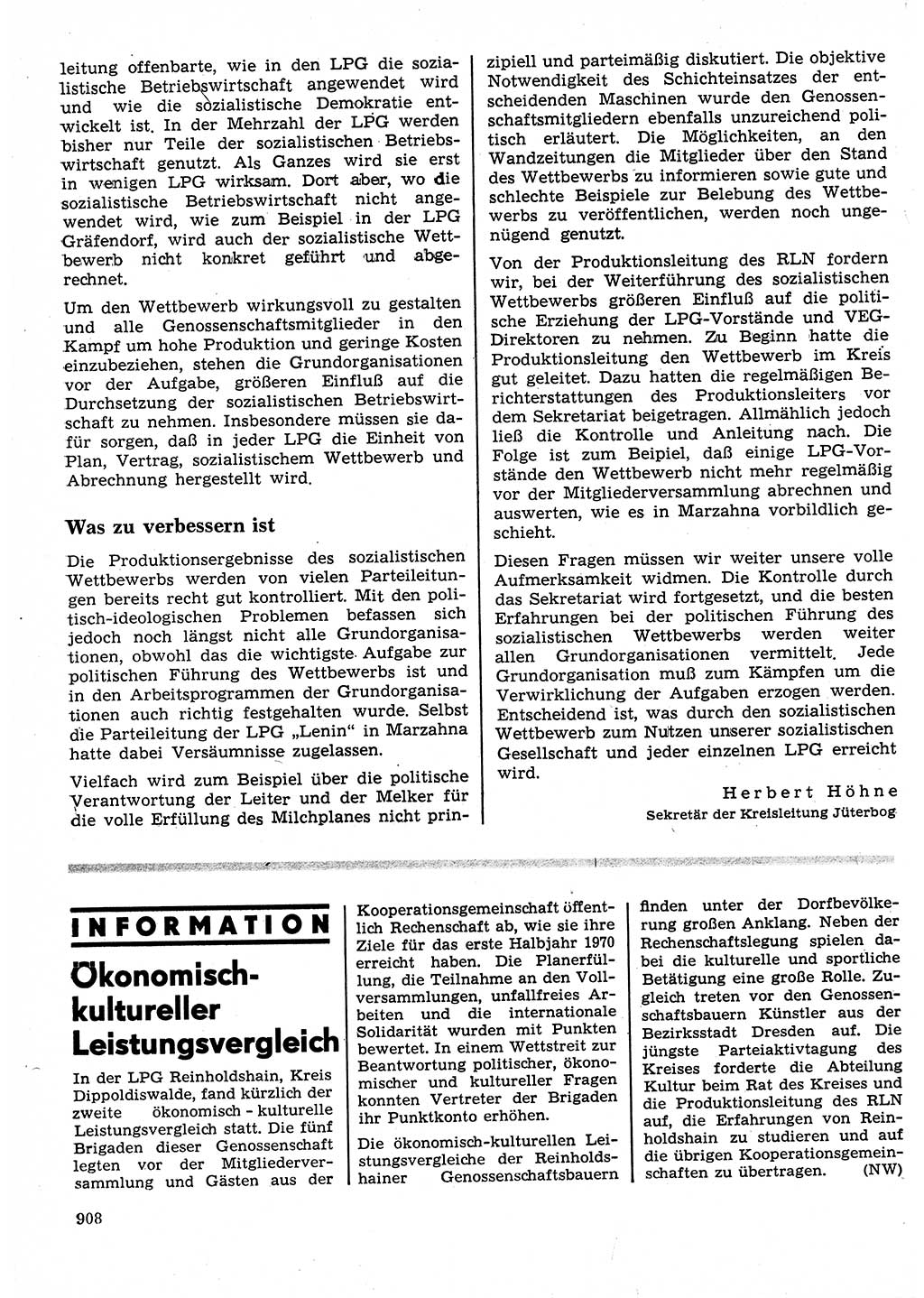 Neuer Weg (NW), Organ des Zentralkomitees (ZK) der SED (Sozialistische Einheitspartei Deutschlands) für Fragen des Parteilebens, 25. Jahrgang [Deutsche Demokratische Republik (DDR)] 1970, Seite 908 (NW ZK SED DDR 1970, S. 908)