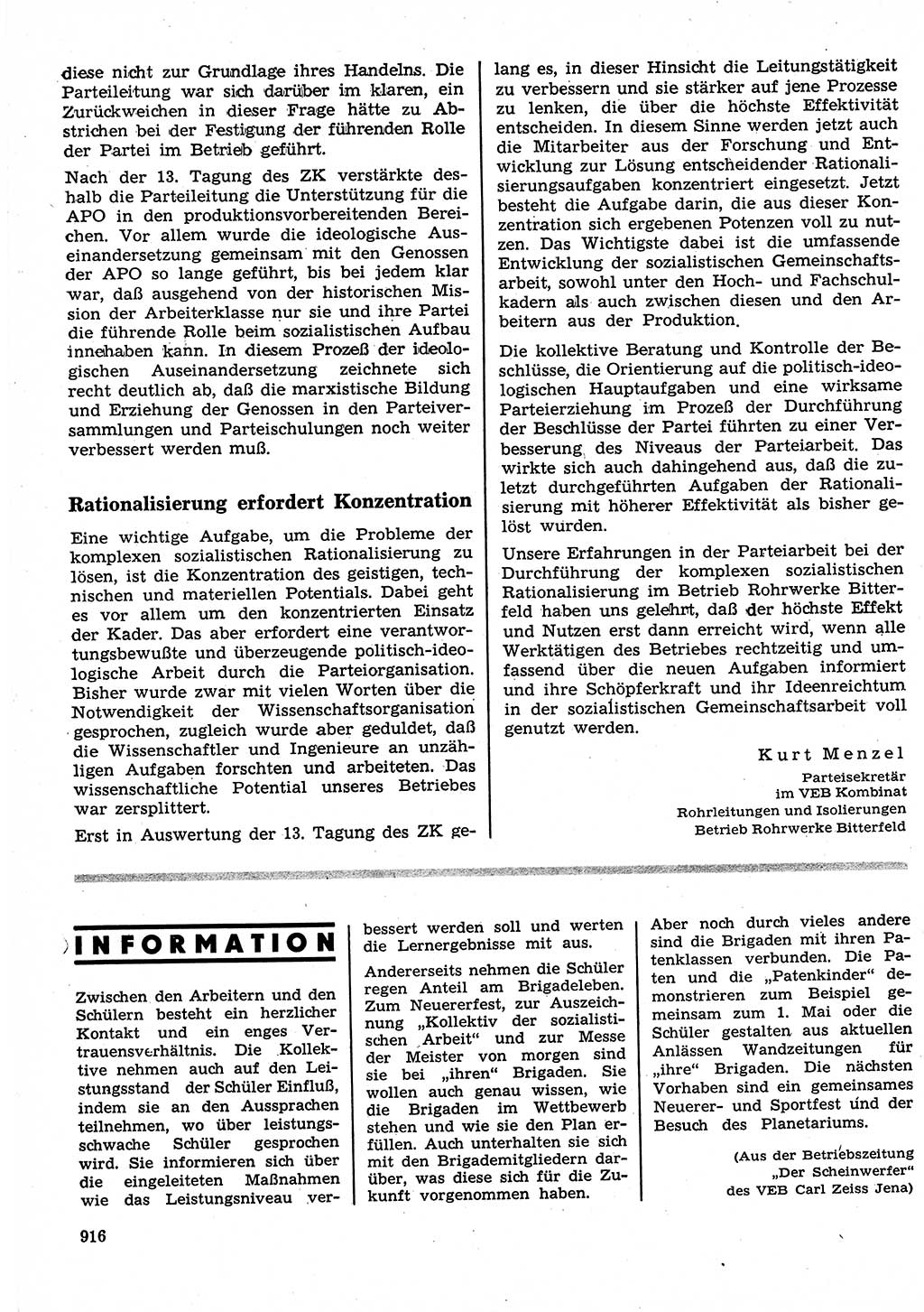 Neuer Weg (NW), Organ des Zentralkomitees (ZK) der SED (Sozialistische Einheitspartei Deutschlands) für Fragen des Parteilebens, 25. Jahrgang [Deutsche Demokratische Republik (DDR)] 1970, Seite 916 (NW ZK SED DDR 1970, S. 916)