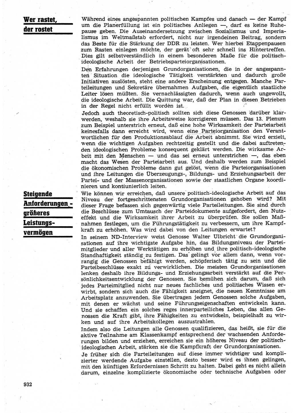 Neuer Weg (NW), Organ des Zentralkomitees (ZK) der SED (Sozialistische Einheitspartei Deutschlands) für Fragen des Parteilebens, 25. Jahrgang [Deutsche Demokratische Republik (DDR)] 1970, Seite 932 (NW ZK SED DDR 1970, S. 932)