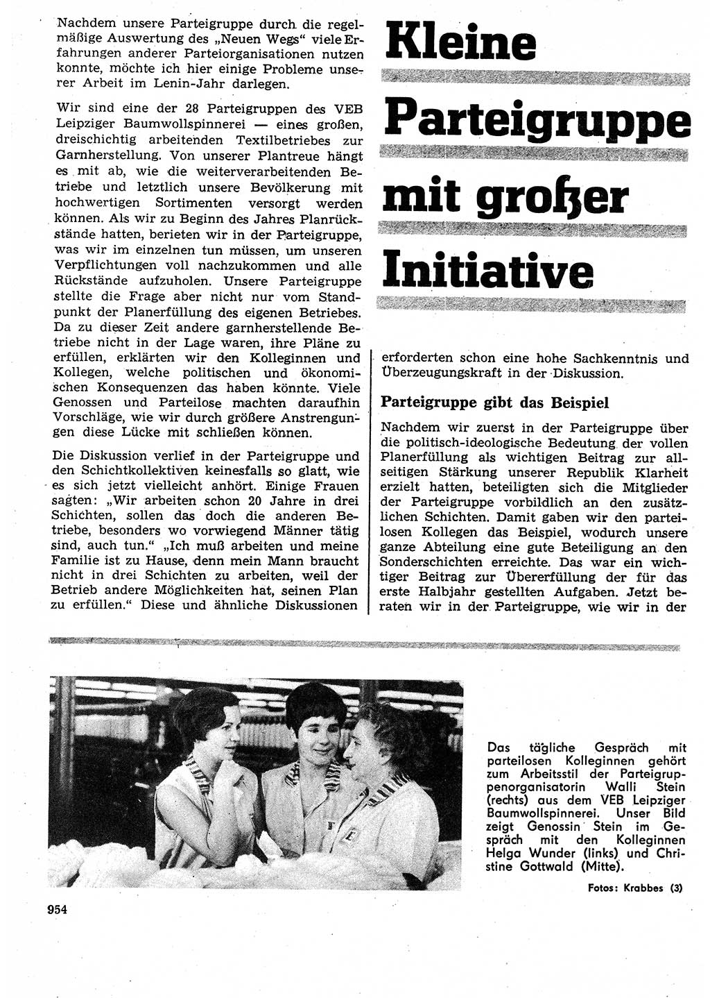 Neuer Weg (NW), Organ des Zentralkomitees (ZK) der SED (Sozialistische Einheitspartei Deutschlands) für Fragen des Parteilebens, 25. Jahrgang [Deutsche Demokratische Republik (DDR)] 1970, Seite 954 (NW ZK SED DDR 1970, S. 954)