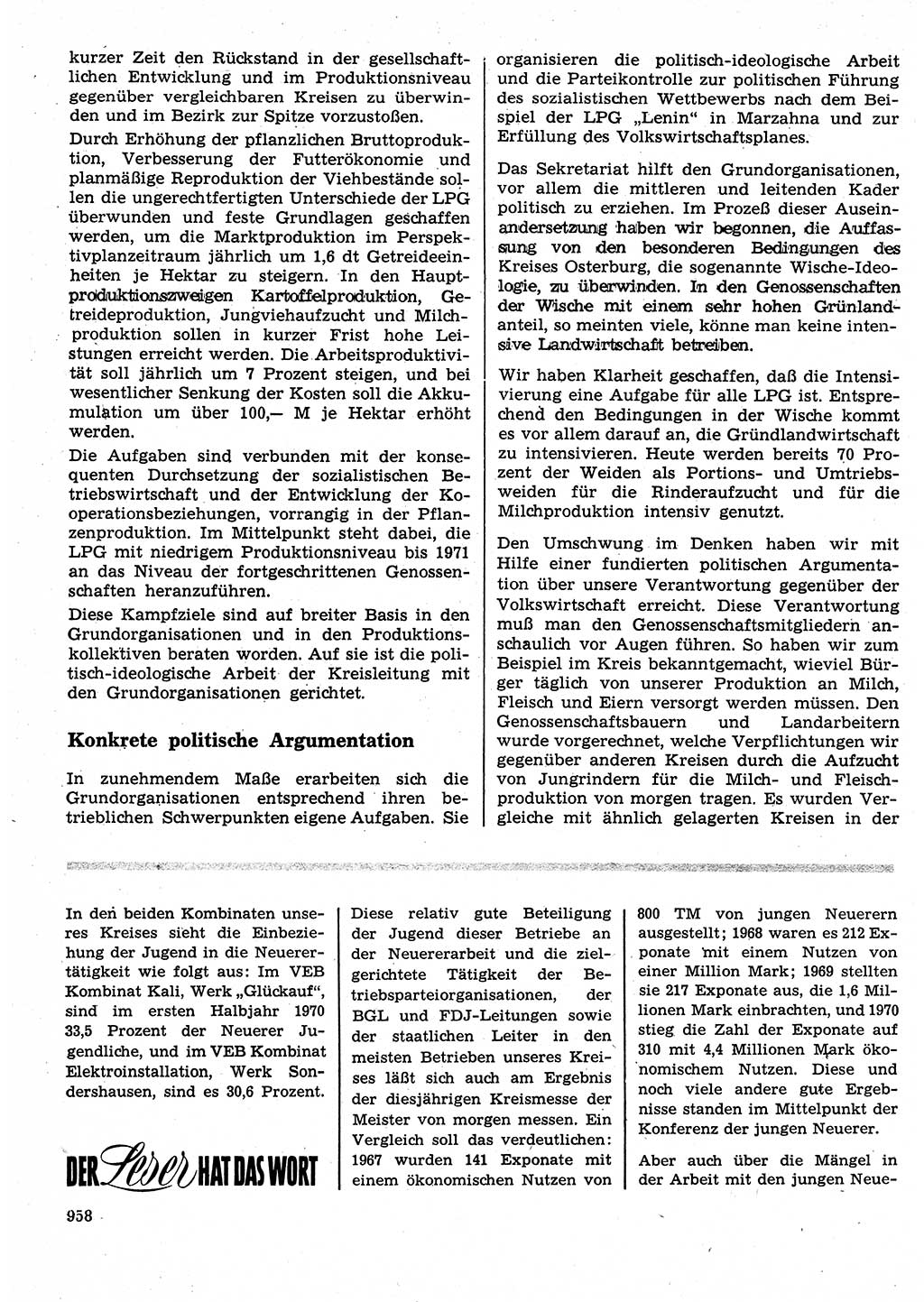 Neuer Weg (NW), Organ des Zentralkomitees (ZK) der SED (Sozialistische Einheitspartei Deutschlands) für Fragen des Parteilebens, 25. Jahrgang [Deutsche Demokratische Republik (DDR)] 1970, Seite 958 (NW ZK SED DDR 1970, S. 958)