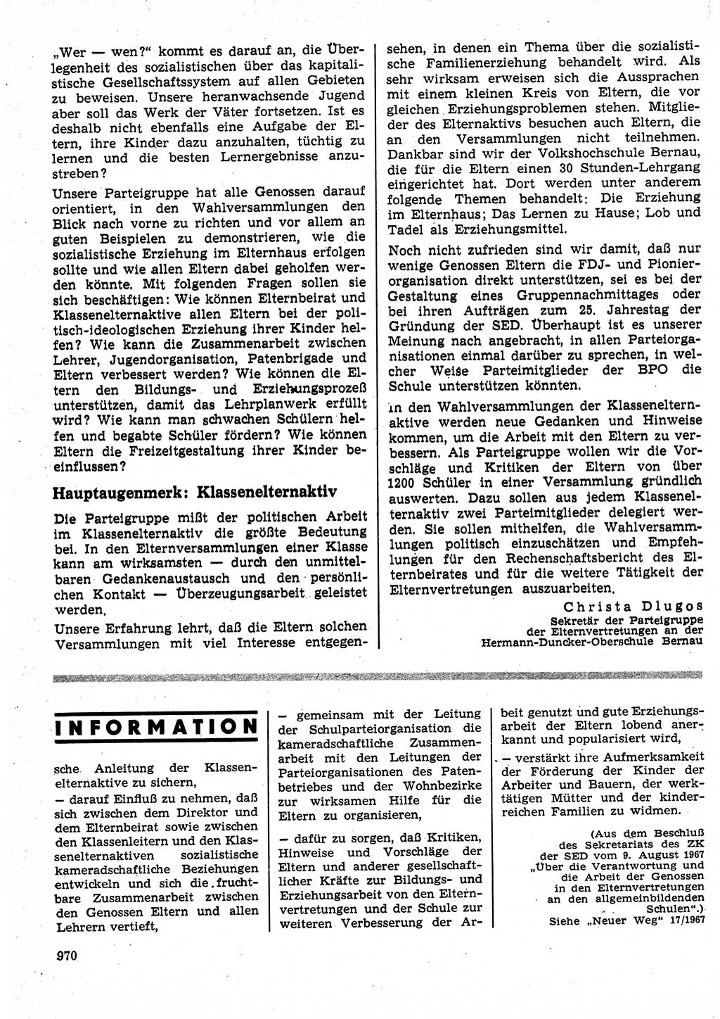Neuer Weg (NW), Organ des Zentralkomitees (ZK) der SED (Sozialistische Einheitspartei Deutschlands) für Fragen des Parteilebens, 25. Jahrgang [Deutsche Demokratische Republik (DDR)] 1970, Seite 970 (NW ZK SED DDR 1970, S. 970)