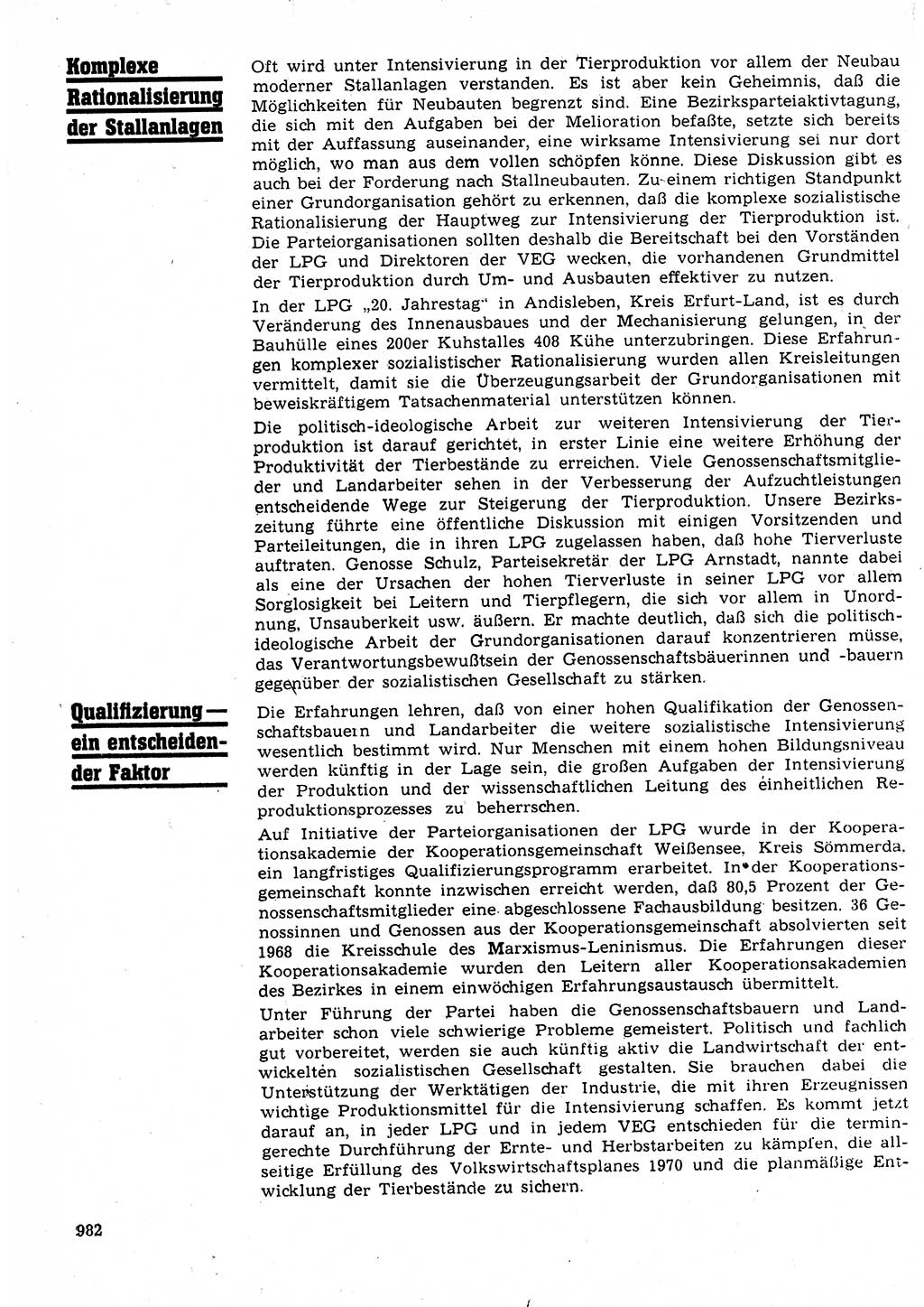 Neuer Weg (NW), Organ des Zentralkomitees (ZK) der SED (Sozialistische Einheitspartei Deutschlands) für Fragen des Parteilebens, 25. Jahrgang [Deutsche Demokratische Republik (DDR)] 1970, Seite 982 (NW ZK SED DDR 1970, S. 982)