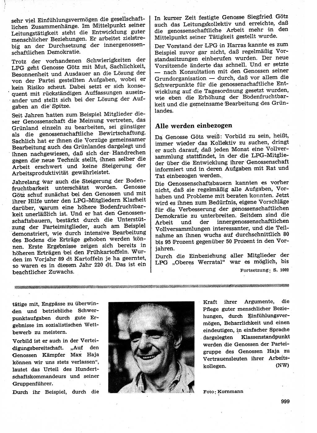 Neuer Weg (NW), Organ des Zentralkomitees (ZK) der SED (Sozialistische Einheitspartei Deutschlands) für Fragen des Parteilebens, 25. Jahrgang [Deutsche Demokratische Republik (DDR)] 1970, Seite 999 (NW ZK SED DDR 1970, S. 999)