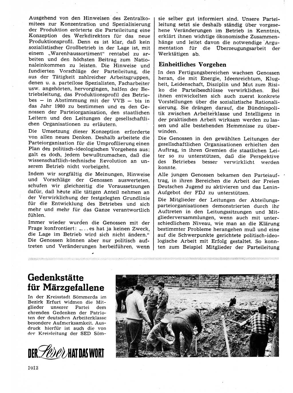 Neuer Weg (NW), Organ des Zentralkomitees (ZK) der SED (Sozialistische Einheitspartei Deutschlands) für Fragen des Parteilebens, 25. Jahrgang [Deutsche Demokratische Republik (DDR)] 1970, Seite 1012 (NW ZK SED DDR 1970, S. 1012)