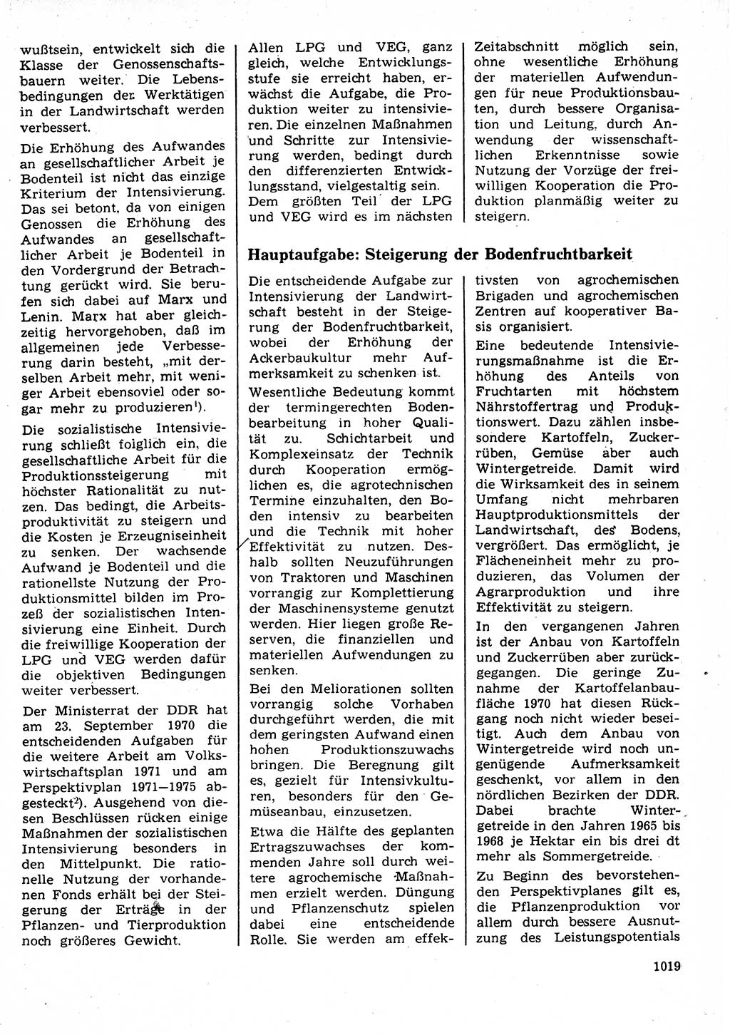 Neuer Weg (NW), Organ des Zentralkomitees (ZK) der SED (Sozialistische Einheitspartei Deutschlands) für Fragen des Parteilebens, 25. Jahrgang [Deutsche Demokratische Republik (DDR)] 1970, Seite 1019 (NW ZK SED DDR 1970, S. 1019)