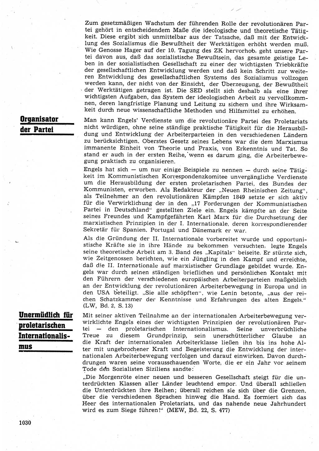 Neuer Weg (NW), Organ des Zentralkomitees (ZK) der SED (Sozialistische Einheitspartei Deutschlands) für Fragen des Parteilebens, 25. Jahrgang [Deutsche Demokratische Republik (DDR)] 1970, Seite 1030 (NW ZK SED DDR 1970, S. 1030)