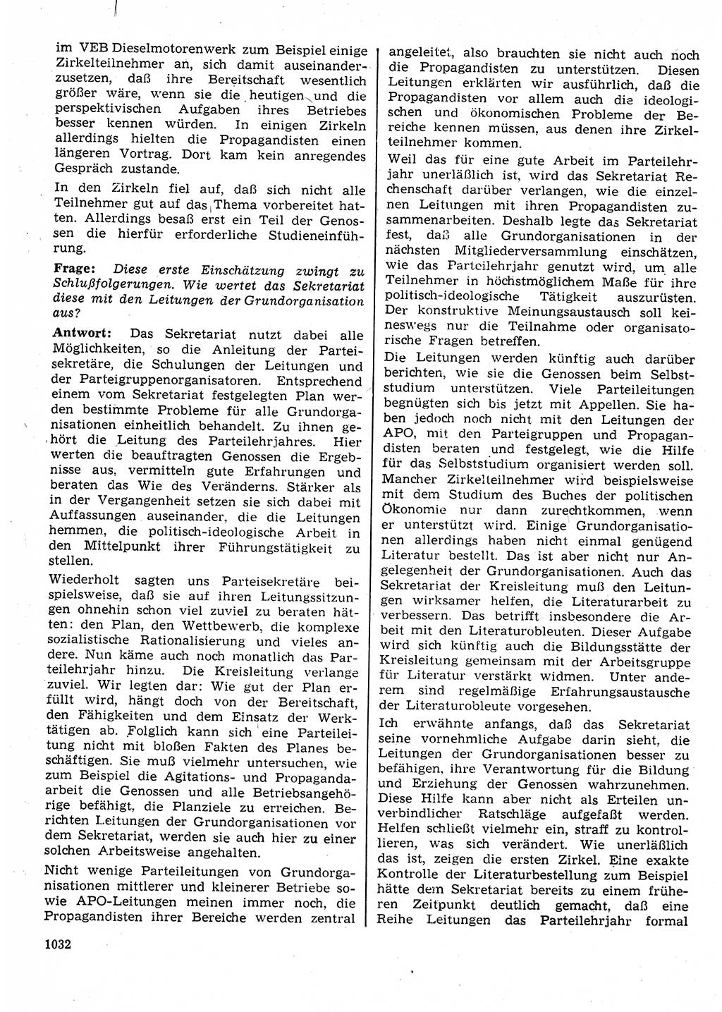 Neuer Weg (NW), Organ des Zentralkomitees (ZK) der SED (Sozialistische Einheitspartei Deutschlands) für Fragen des Parteilebens, 25. Jahrgang [Deutsche Demokratische Republik (DDR)] 1970, Seite 1032 (NW ZK SED DDR 1970, S. 1032)