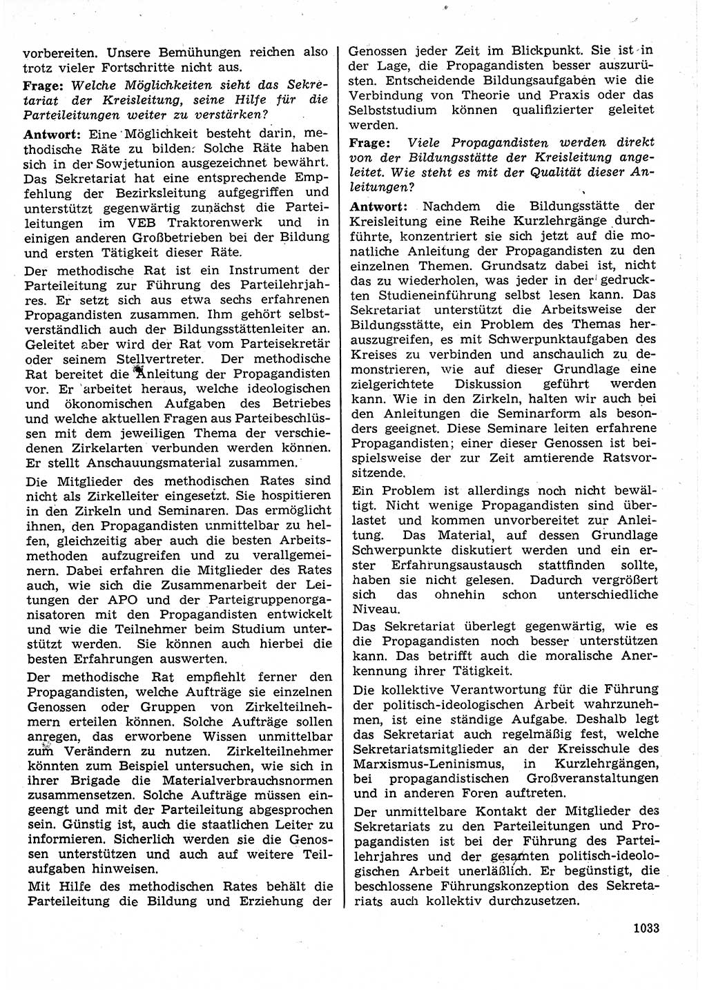 Neuer Weg (NW), Organ des Zentralkomitees (ZK) der SED (Sozialistische Einheitspartei Deutschlands) für Fragen des Parteilebens, 25. Jahrgang [Deutsche Demokratische Republik (DDR)] 1970, Seite 1033 (NW ZK SED DDR 1970, S. 1033)