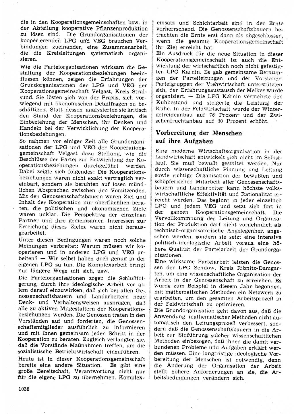 Neuer Weg (NW), Organ des Zentralkomitees (ZK) der SED (Sozialistische Einheitspartei Deutschlands) für Fragen des Parteilebens, 25. Jahrgang [Deutsche Demokratische Republik (DDR)] 1970, Seite 1036 (NW ZK SED DDR 1970, S. 1036)