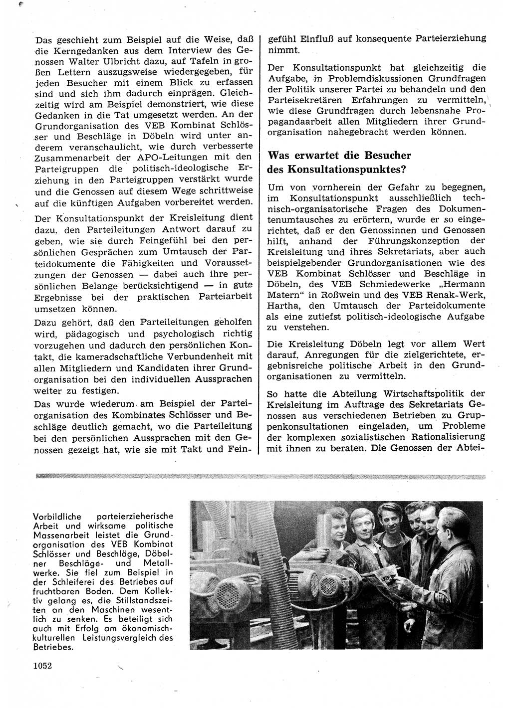 Neuer Weg (NW), Organ des Zentralkomitees (ZK) der SED (Sozialistische Einheitspartei Deutschlands) für Fragen des Parteilebens, 25. Jahrgang [Deutsche Demokratische Republik (DDR)] 1970, Seite 1052 (NW ZK SED DDR 1970, S. 1052)