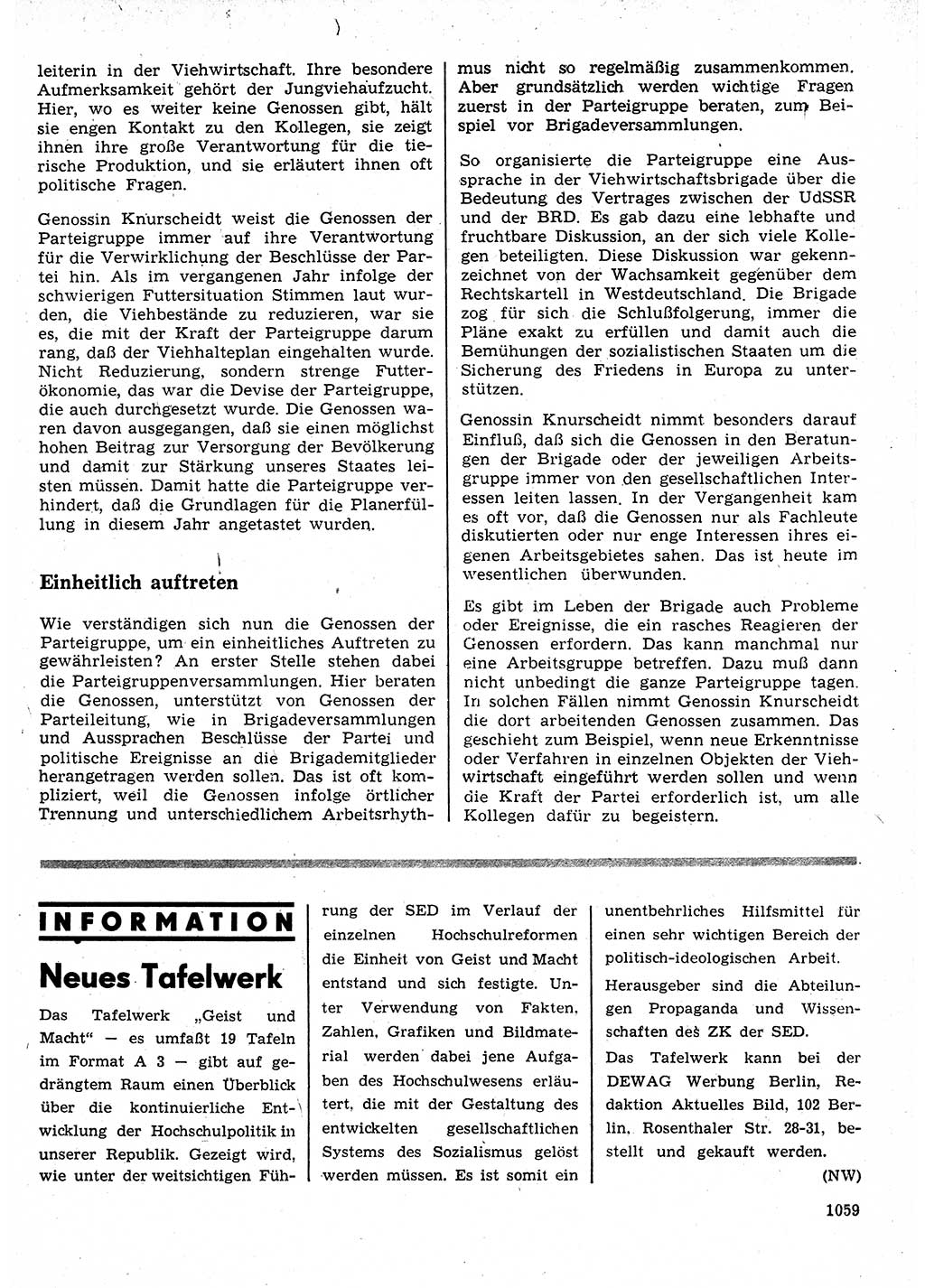 Neuer Weg (NW), Organ des Zentralkomitees (ZK) der SED (Sozialistische Einheitspartei Deutschlands) für Fragen des Parteilebens, 25. Jahrgang [Deutsche Demokratische Republik (DDR)] 1970, Seite 1059 (NW ZK SED DDR 1970, S. 1059)