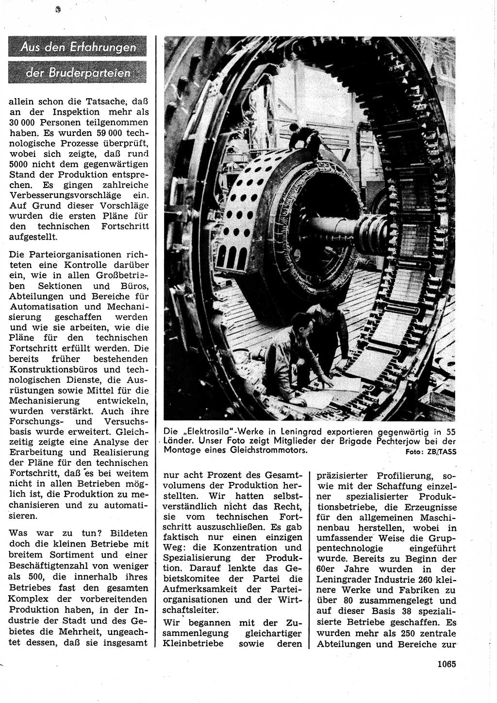 Neuer Weg (NW), Organ des Zentralkomitees (ZK) der SED (Sozialistische Einheitspartei Deutschlands) für Fragen des Parteilebens, 25. Jahrgang [Deutsche Demokratische Republik (DDR)] 1970, Seite 1065 (NW ZK SED DDR 1970, S. 1065)