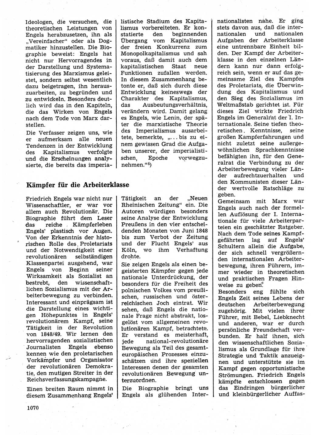 Neuer Weg (NW), Organ des Zentralkomitees (ZK) der SED (Sozialistische Einheitspartei Deutschlands) für Fragen des Parteilebens, 25. Jahrgang [Deutsche Demokratische Republik (DDR)] 1970, Seite 1070 (NW ZK SED DDR 1970, S. 1070)