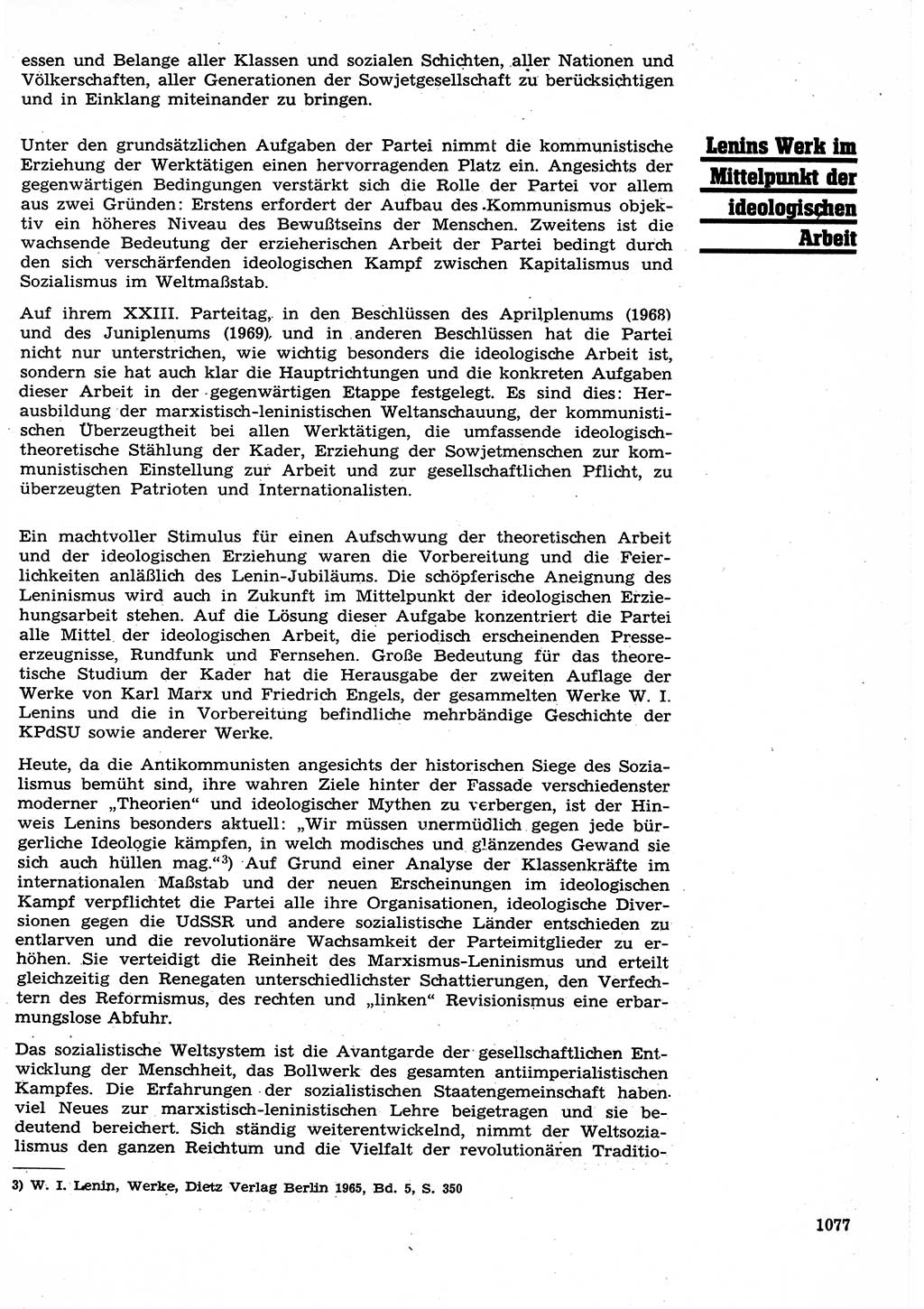 Neuer Weg (NW), Organ des Zentralkomitees (ZK) der SED (Sozialistische Einheitspartei Deutschlands) für Fragen des Parteilebens, 25. Jahrgang [Deutsche Demokratische Republik (DDR)] 1970, Seite 1077 (NW ZK SED DDR 1970, S. 1077)