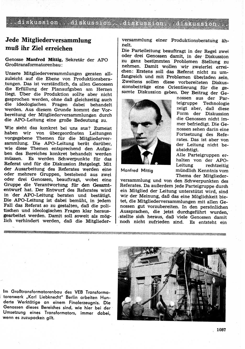 Neuer Weg (NW), Organ des Zentralkomitees (ZK) der SED (Sozialistische Einheitspartei Deutschlands) für Fragen des Parteilebens, 25. Jahrgang [Deutsche Demokratische Republik (DDR)] 1970, Seite 1087 (NW ZK SED DDR 1970, S. 1087)