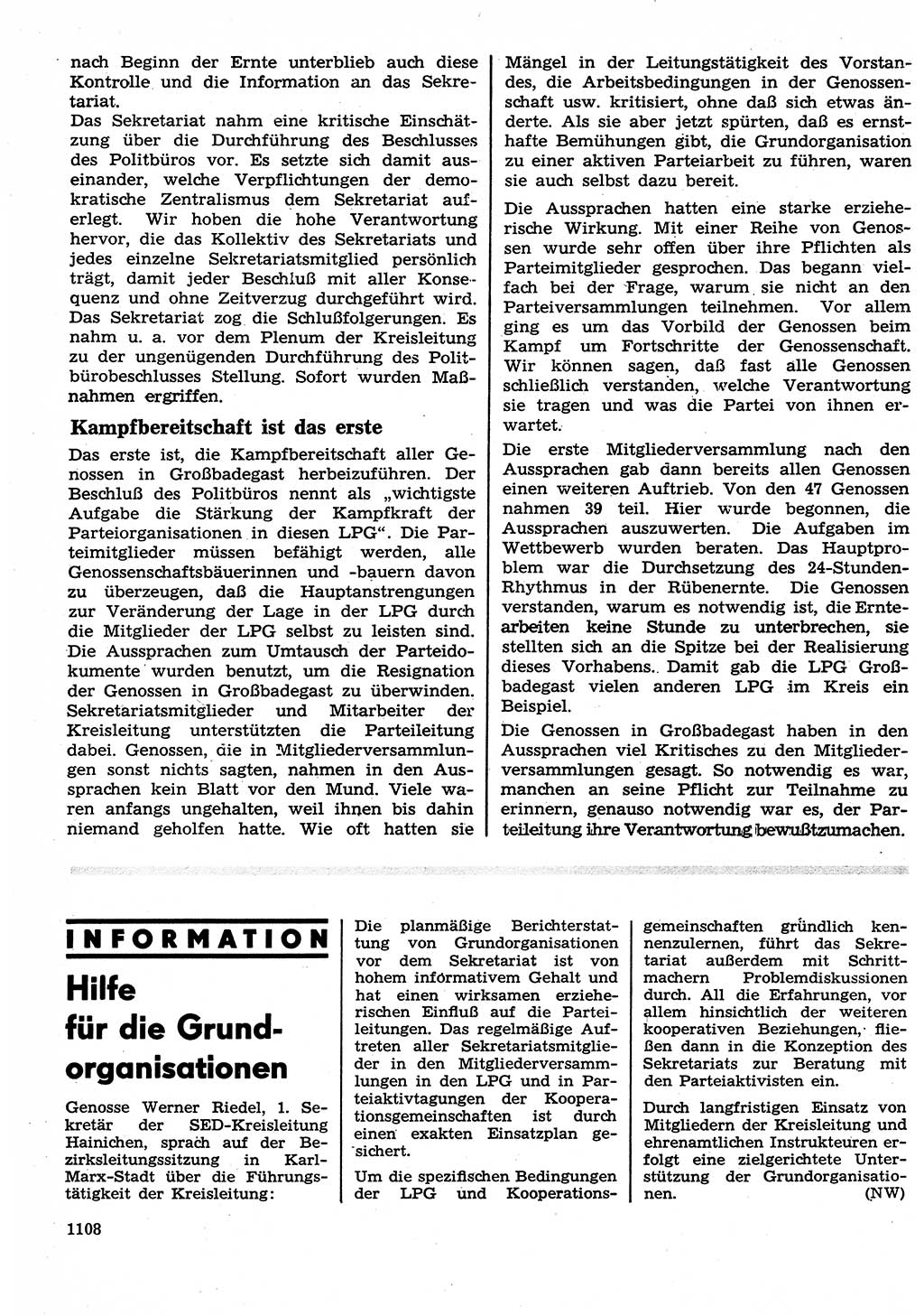 Neuer Weg (NW), Organ des Zentralkomitees (ZK) der SED (Sozialistische Einheitspartei Deutschlands) für Fragen des Parteilebens, 25. Jahrgang [Deutsche Demokratische Republik (DDR)] 1970, Seite 1108 (NW ZK SED DDR 1970, S. 1108)