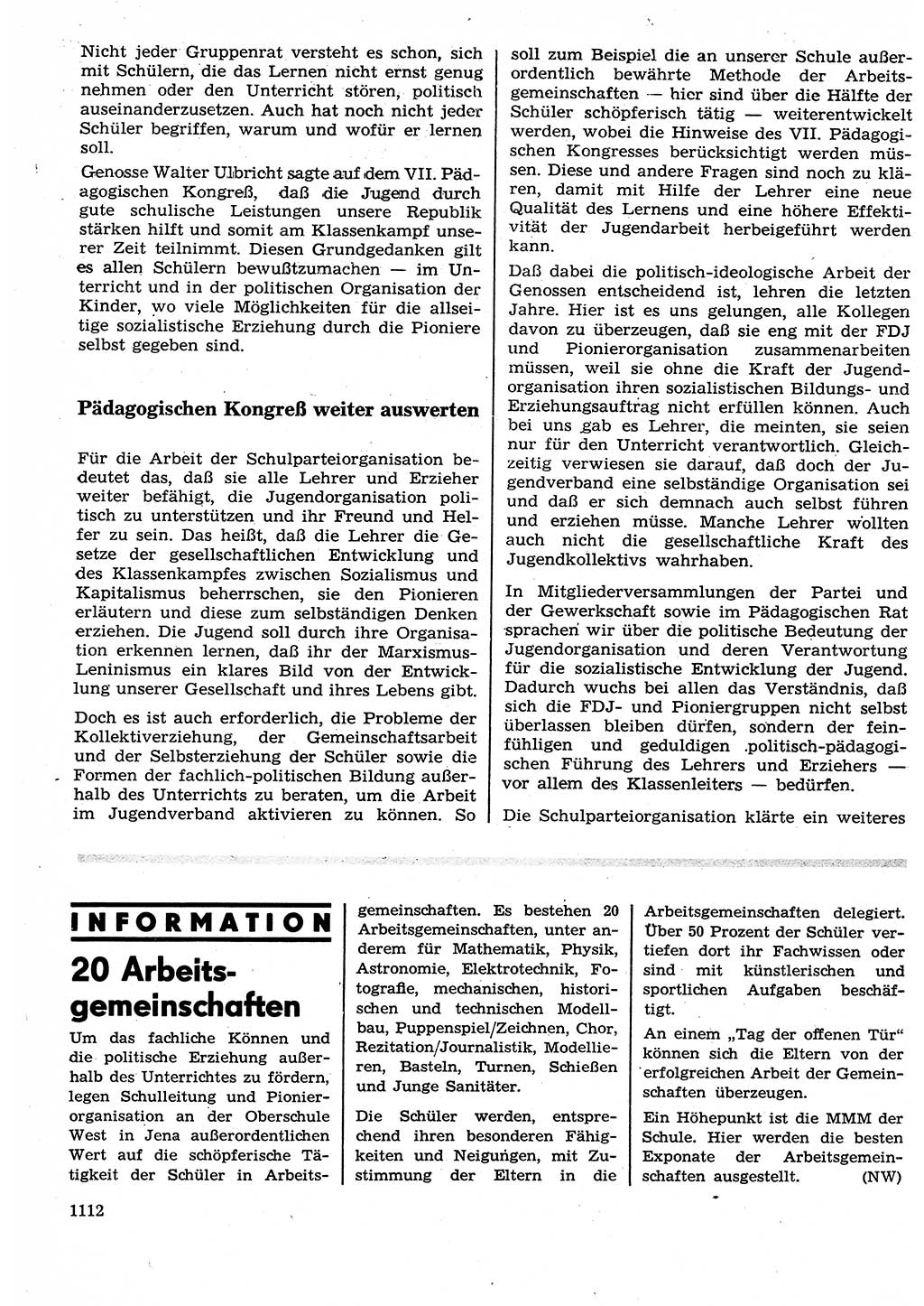 Neuer Weg (NW), Organ des Zentralkomitees (ZK) der SED (Sozialistische Einheitspartei Deutschlands) für Fragen des Parteilebens, 25. Jahrgang [Deutsche Demokratische Republik (DDR)] 1970, Seite 1112 (NW ZK SED DDR 1970, S. 1112)