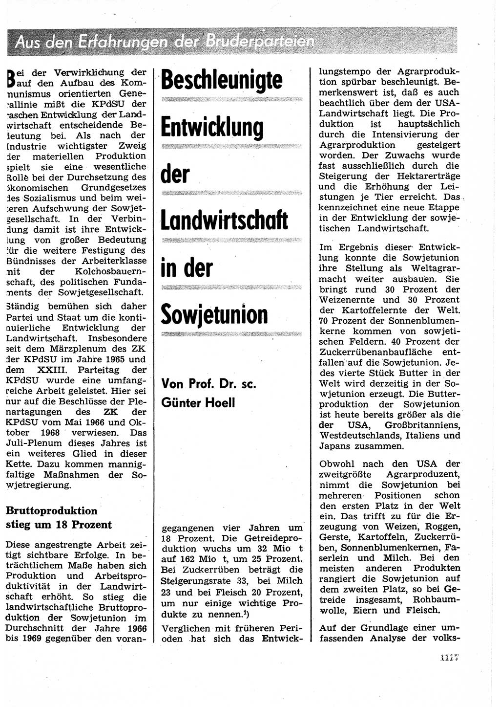 Neuer Weg (NW), Organ des Zentralkomitees (ZK) der SED (Sozialistische Einheitspartei Deutschlands) für Fragen des Parteilebens, 25. Jahrgang [Deutsche Demokratische Republik (DDR)] 1970, Seite 1117 (NW ZK SED DDR 1970, S. 1117)