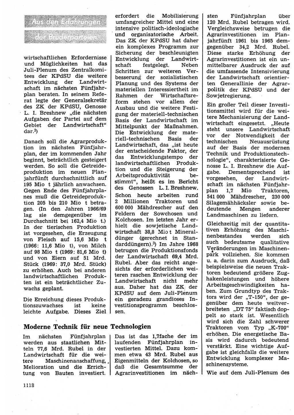Neuer Weg (NW), Organ des Zentralkomitees (ZK) der SED (Sozialistische Einheitspartei Deutschlands) für Fragen des Parteilebens, 25. Jahrgang [Deutsche Demokratische Republik (DDR)] 1970, Seite 1118 (NW ZK SED DDR 1970, S. 1118)