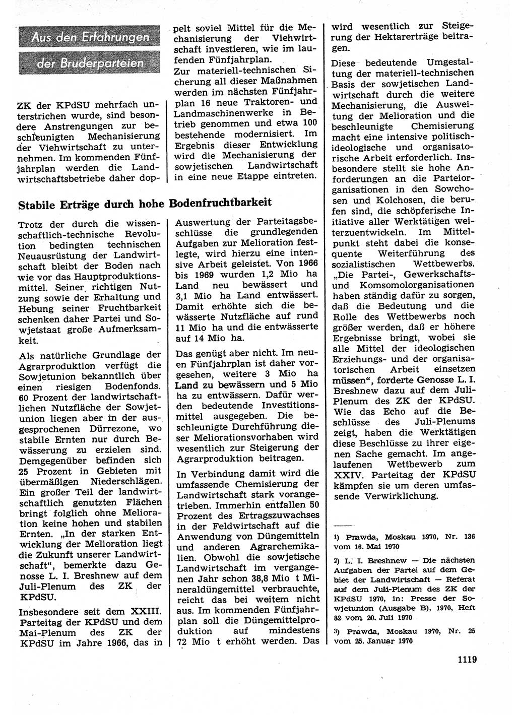 Neuer Weg (NW), Organ des Zentralkomitees (ZK) der SED (Sozialistische Einheitspartei Deutschlands) für Fragen des Parteilebens, 25. Jahrgang [Deutsche Demokratische Republik (DDR)] 1970, Seite 1119 (NW ZK SED DDR 1970, S. 1119)