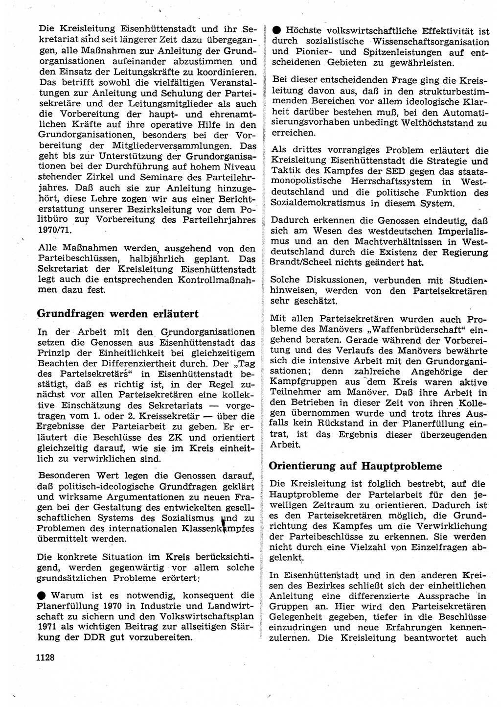 Neuer Weg (NW), Organ des Zentralkomitees (ZK) der SED (Sozialistische Einheitspartei Deutschlands) für Fragen des Parteilebens, 25. Jahrgang [Deutsche Demokratische Republik (DDR)] 1970, Seite 1128 (NW ZK SED DDR 1970, S. 1128)